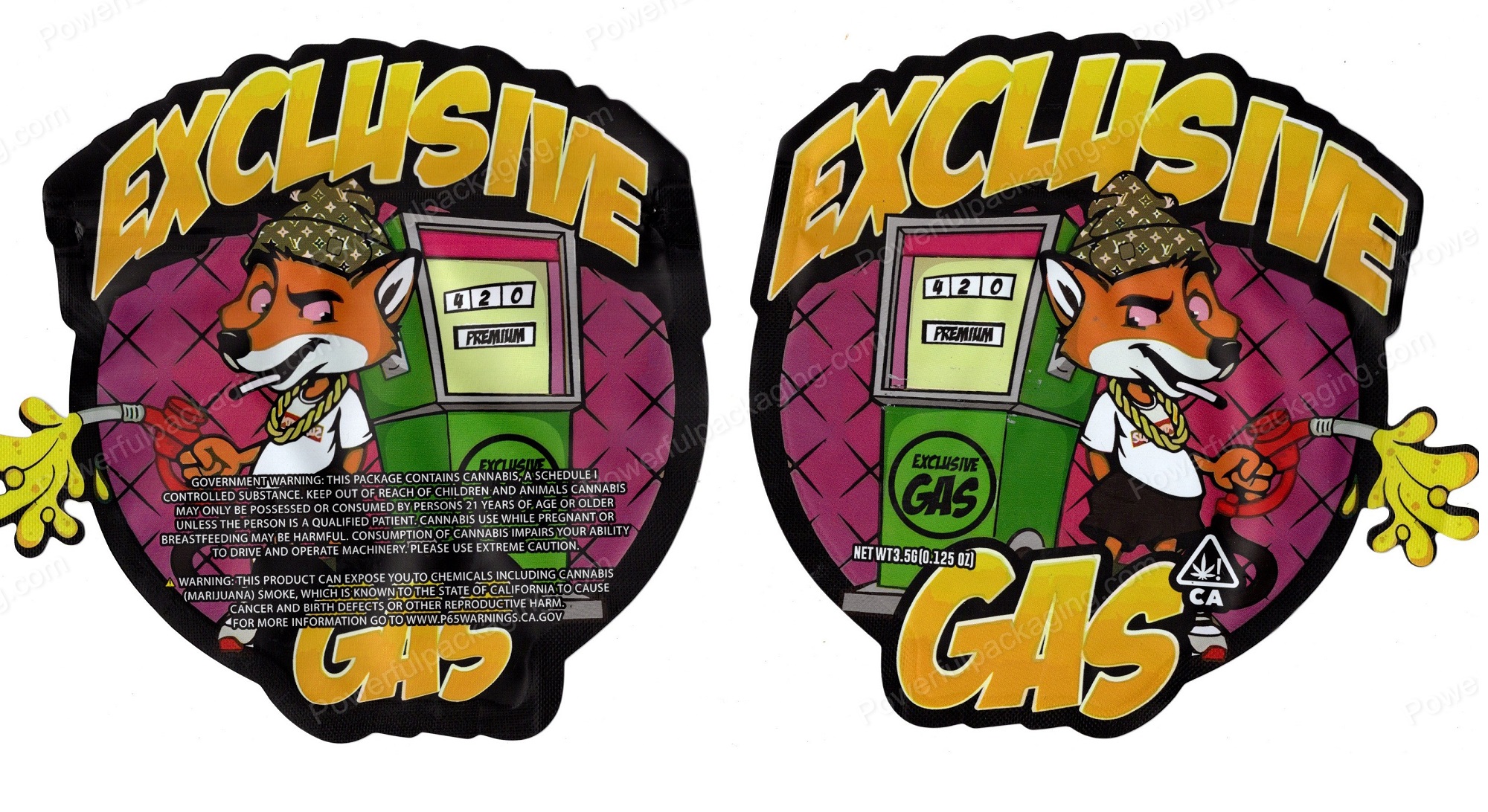 Exclusive Gas Generic 3D Mylar Shaped Bag 3.5g Flower Packaging *Empty Bags*