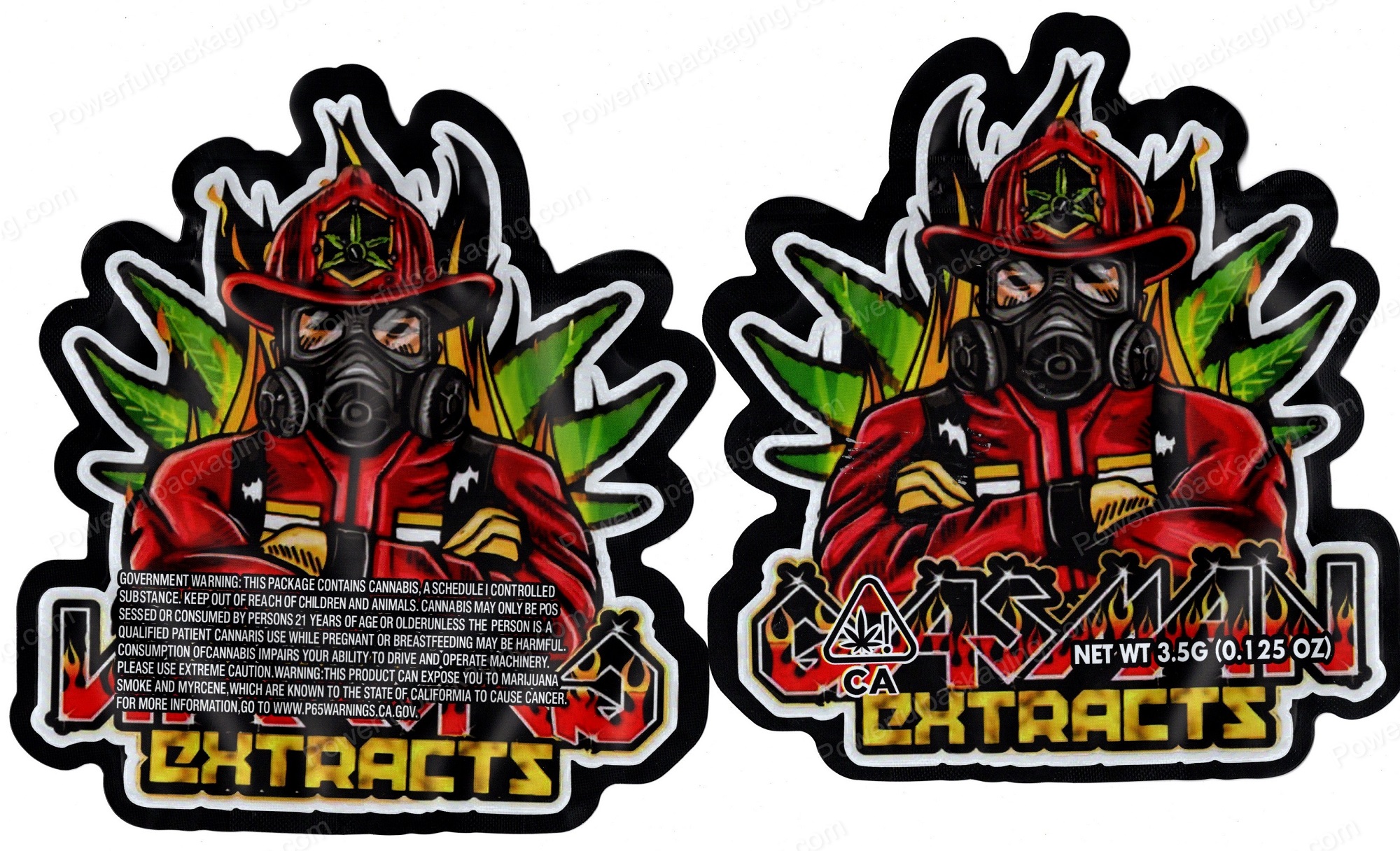 GasMan Extracts Generic 3D Mylar Shaped Bag 3.5g Flower Packaging *Empty Bags*