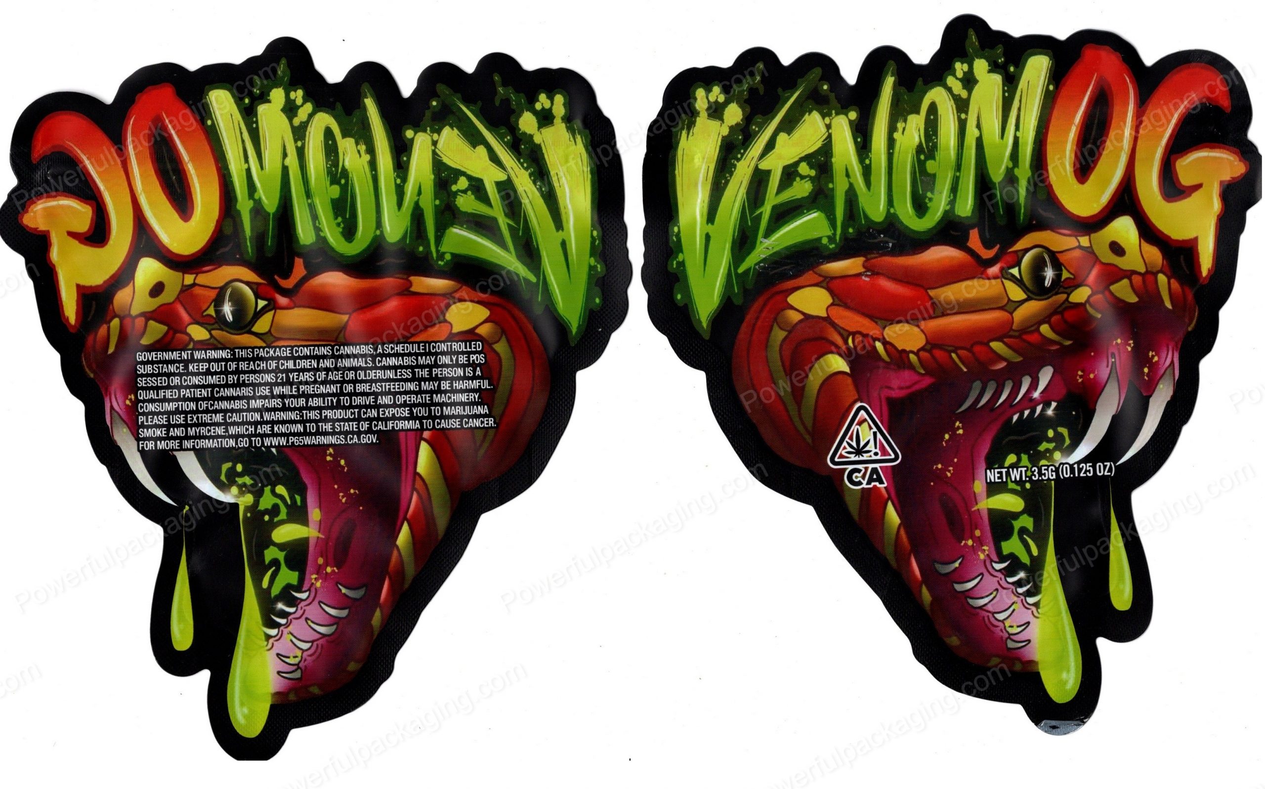 Venom OG Generic 3D Mylar Shaped Bag 3.5g Flower Packaging *Empty Bags*