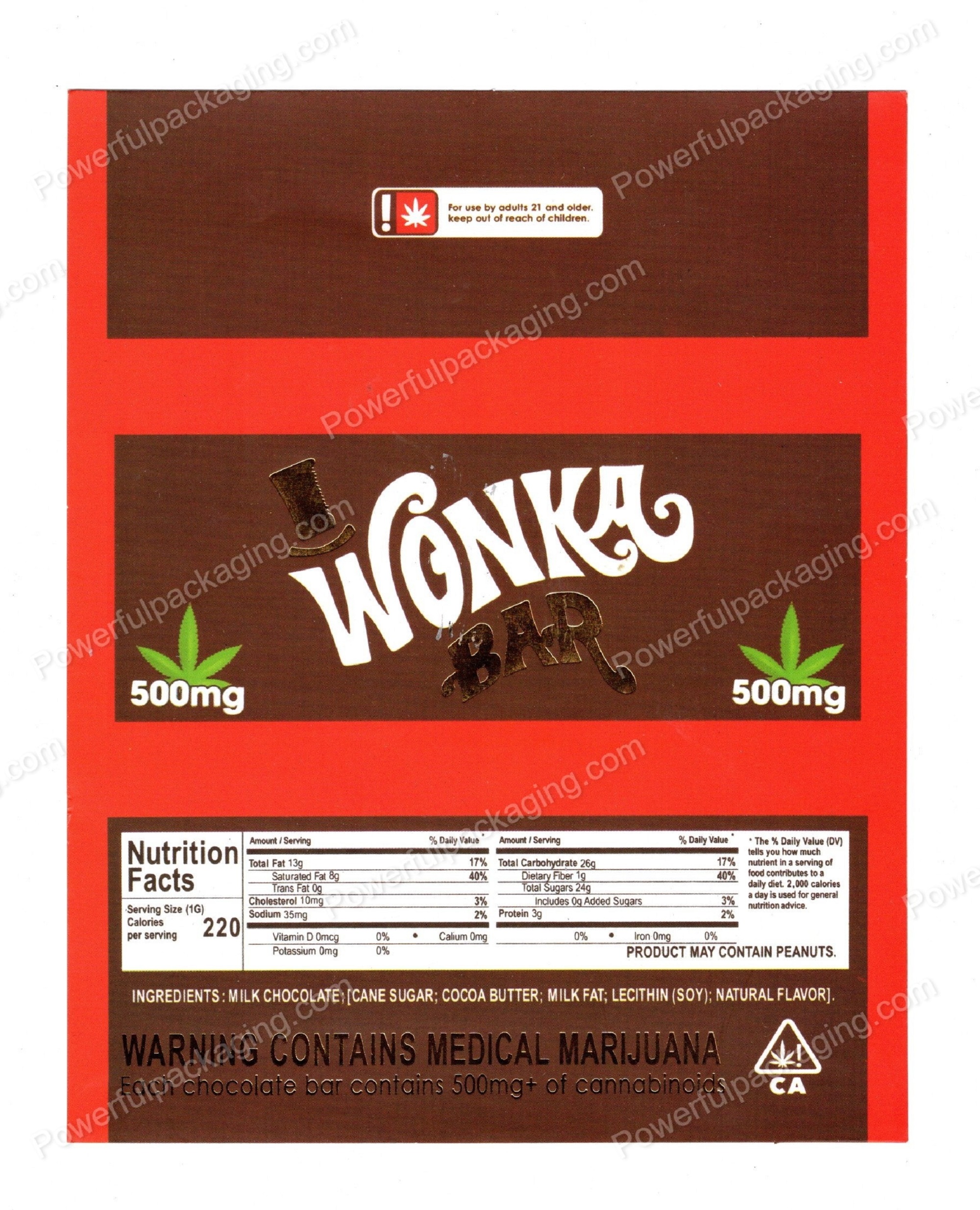 Wonka Bar 500mg Chocolate Bar Wrapper *Empty Box* (CaSupply)