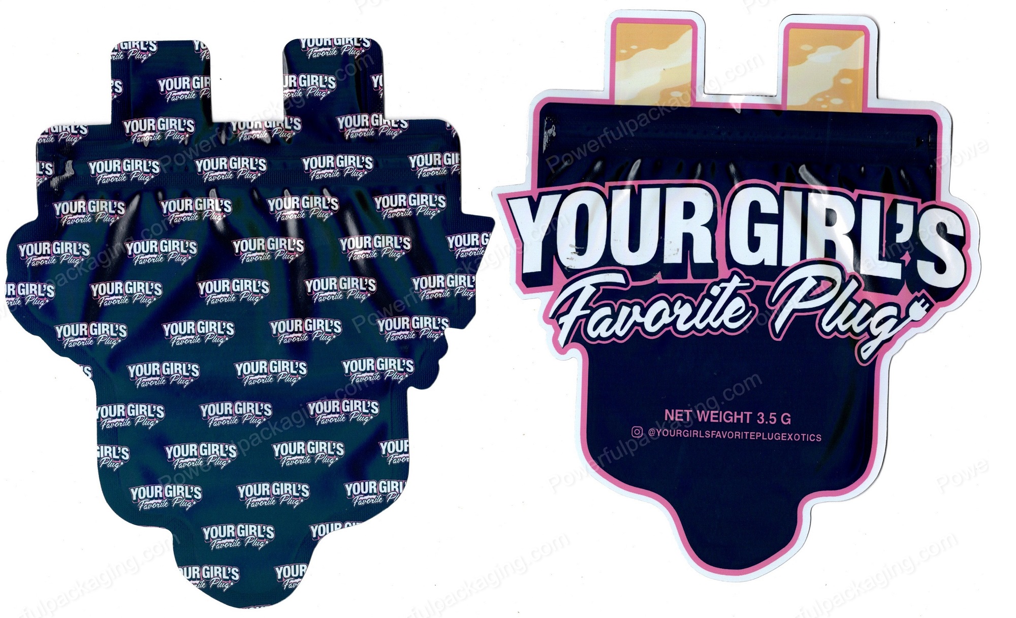 Your Girl's Favorite Plug Generic 3D Mylar Shaped Bag 3.5g Flower Packaging *Empty Bags* (CAsupply)