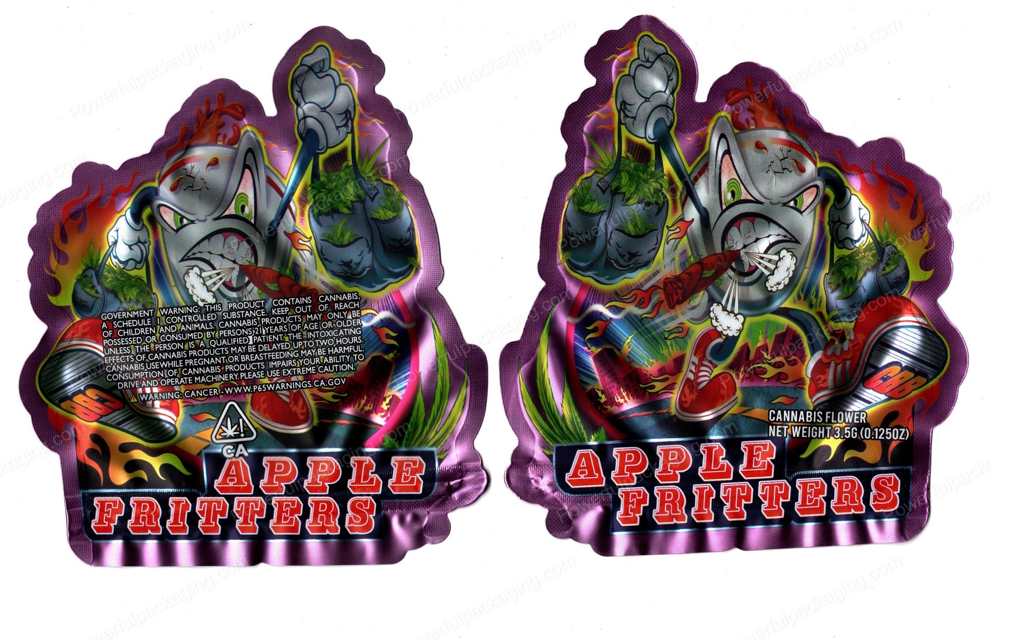 Apple Fritters Generic 3D Mylar Shaped Bag 3.5g Flower Packaging *Empty Bags* (CAsupply)