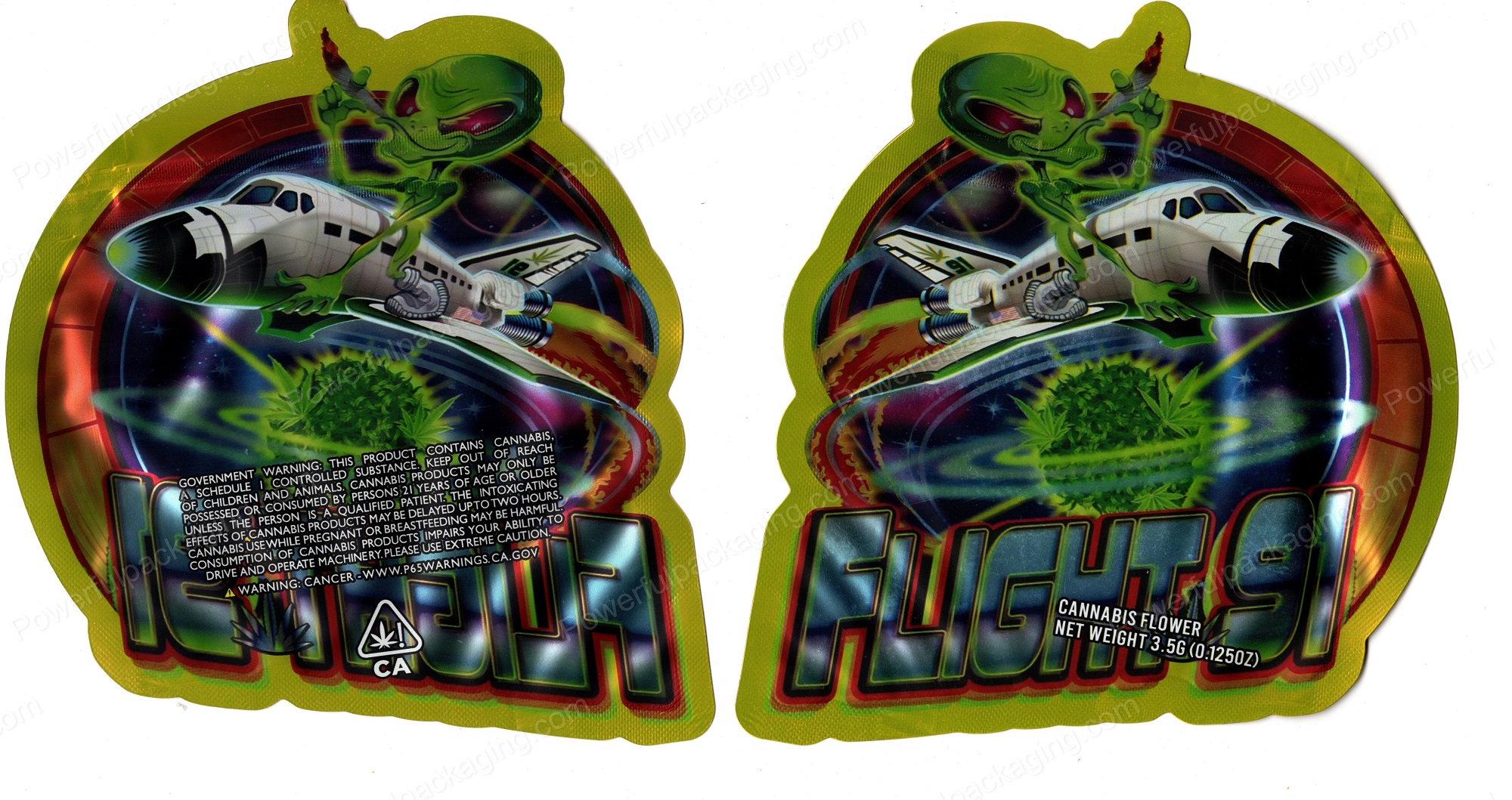 Flight 91 Generic 3D Mylar Shaped Bag 3.5g Flower Packaging *Empty Bags* (CAsupply)