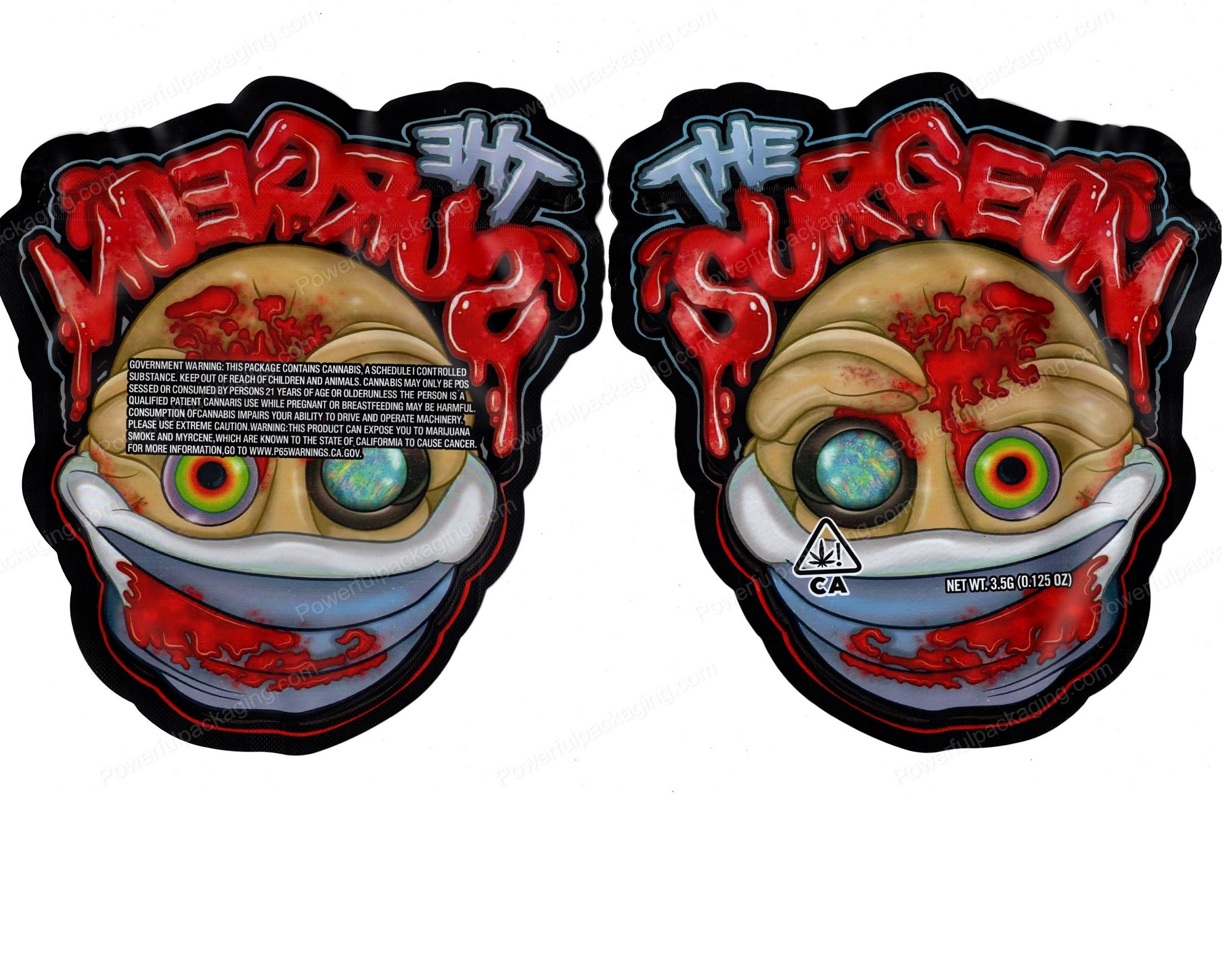 The Surgeon Generic 3D Mylar Shaped Bag 3.5g Flower Packaging *Empty Bags* (CAsupply)