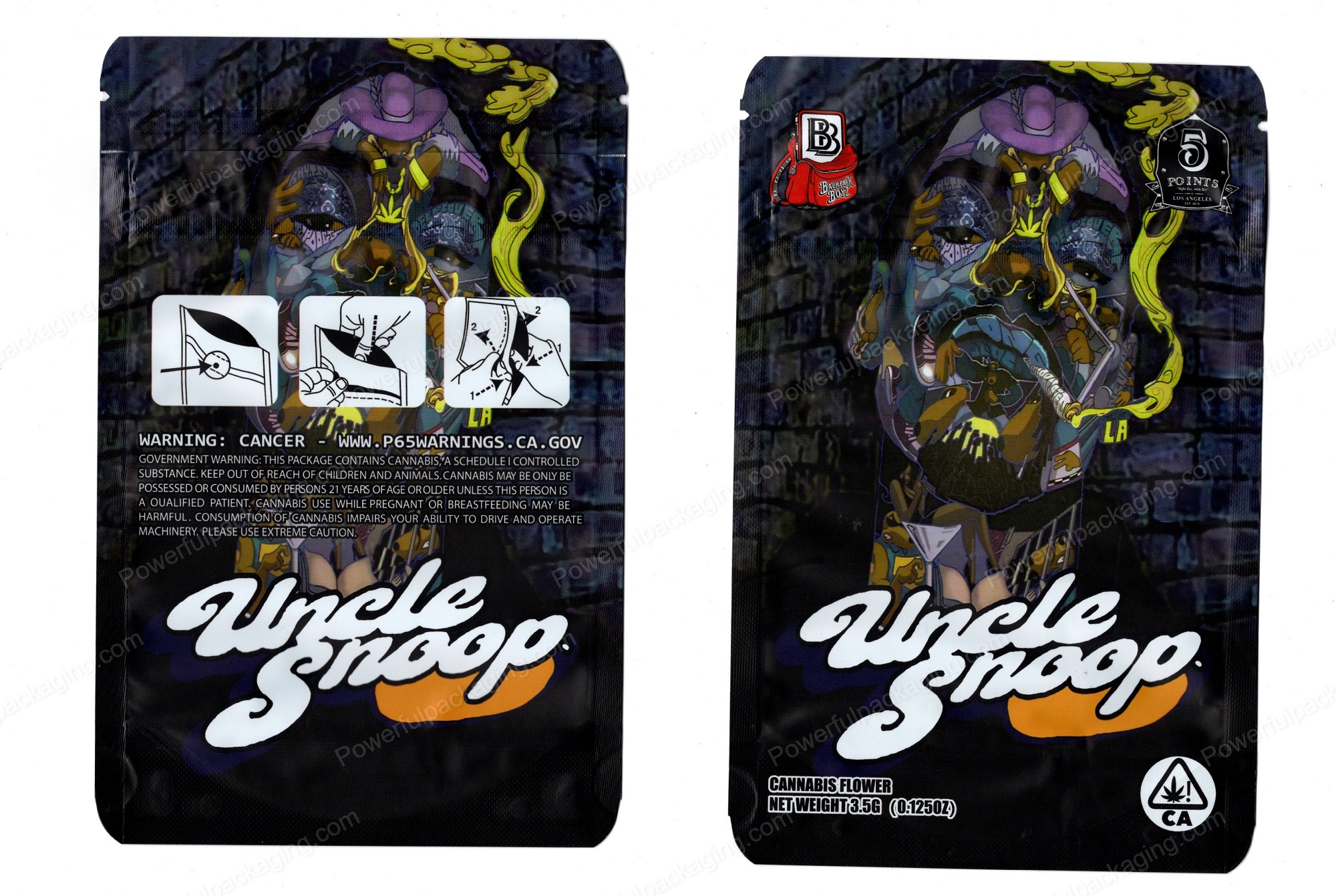 BACKPACK BOYZ : Uncle Snoop Packaging 3.5 Mylar Bag *Empty Bags*