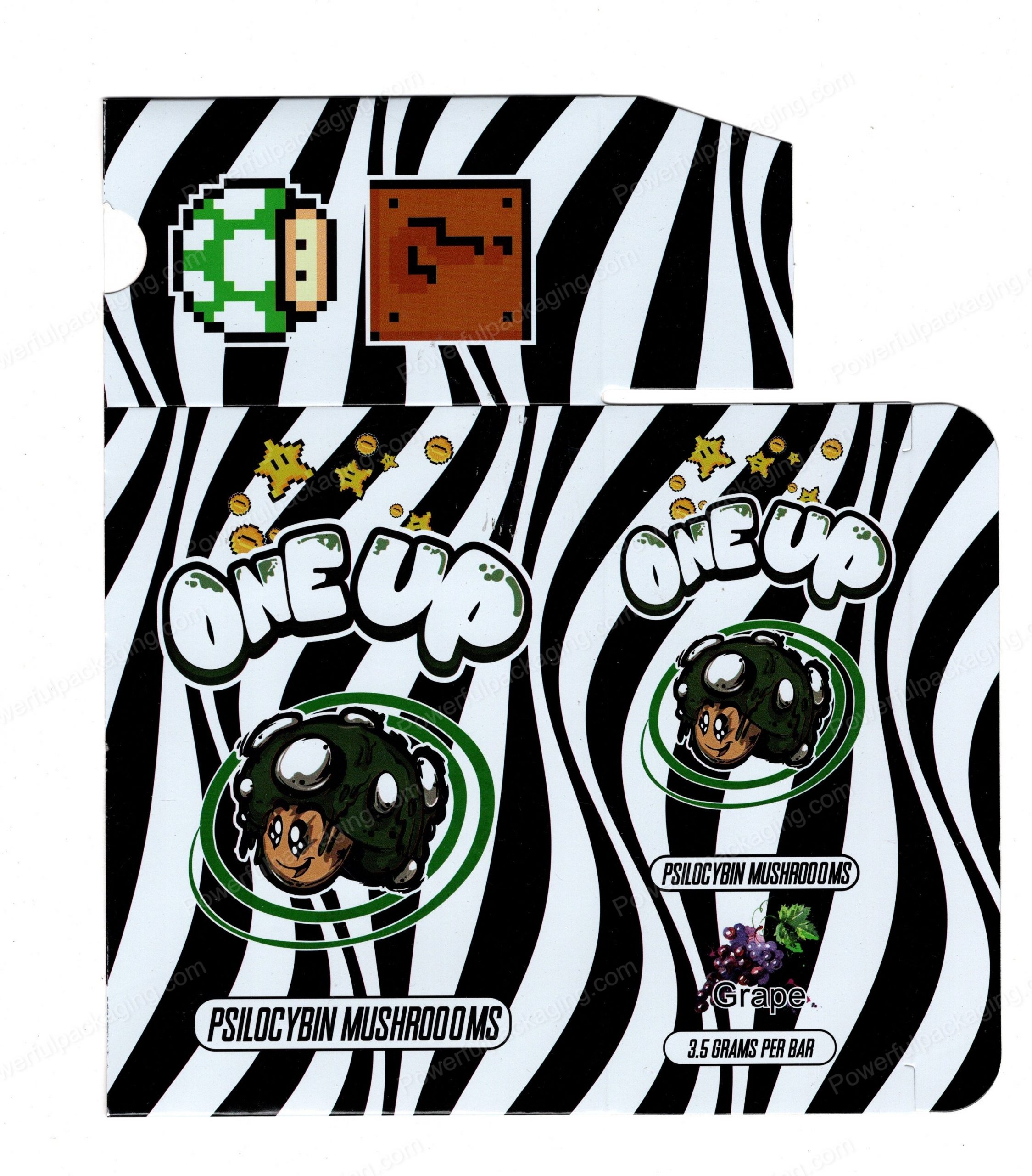 ONEUP Psilocybin Grape Mushroom Bar 3.5g (5/10 Pack Box Set) (2.5x5.5in) *Empty Box* (CaSupply)