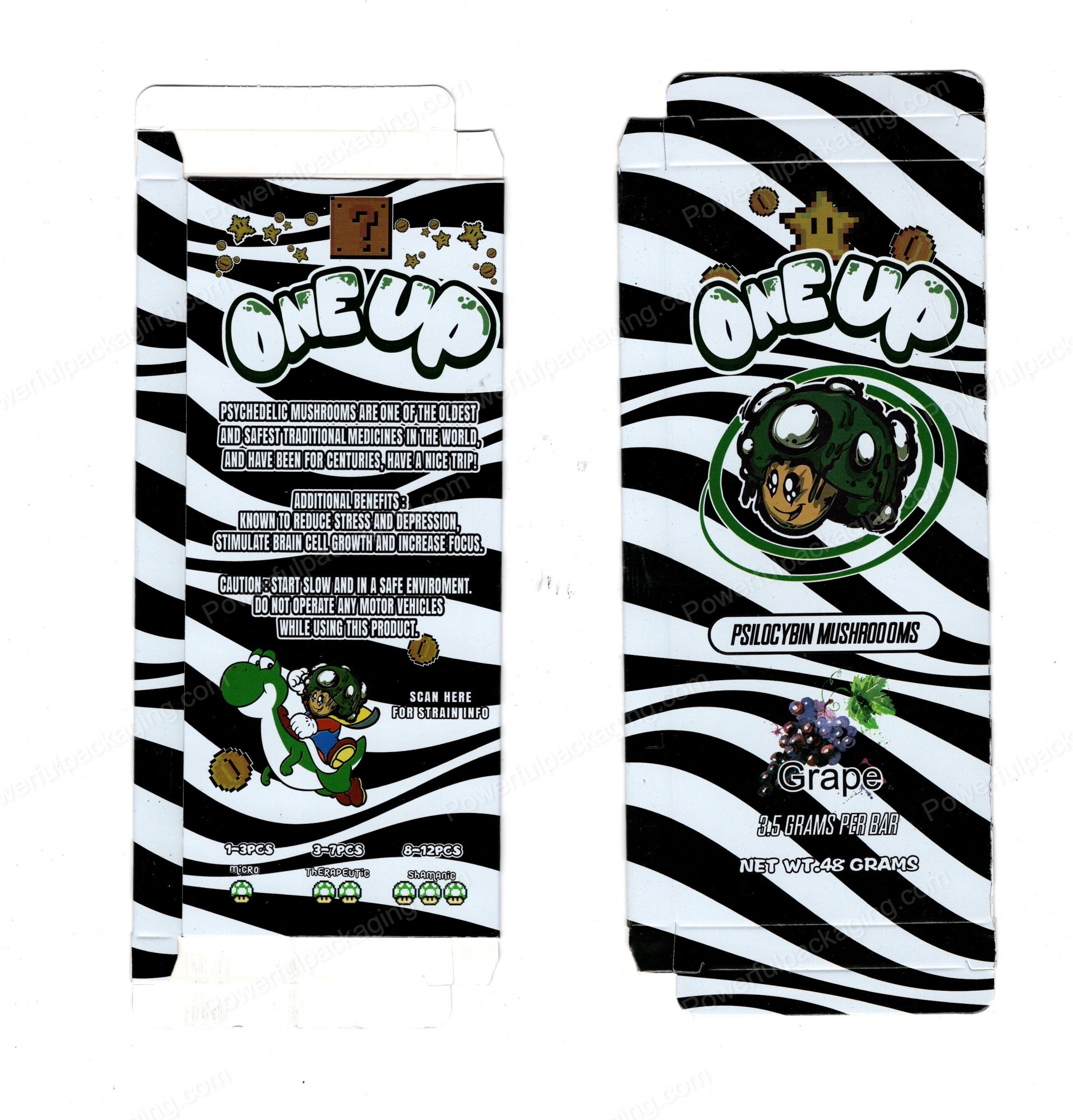 ONEUP Psilocybin Grape Mushroom Bar 3.5g (5/10 Pack Box Set) (2.5x5.5in) *Empty Box* (CaSupply)