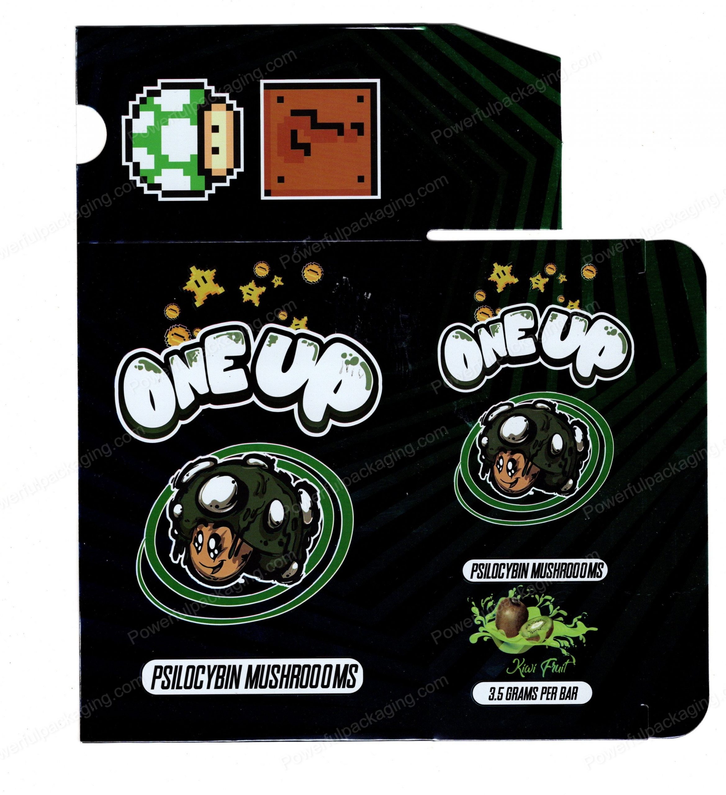 ONEUP Psilocybin Kiwi Fruit Mushroom Bar 3.5g (5/10 Pack Box Set) (2.5x5.5in) *Empty Box* (CaSupply)