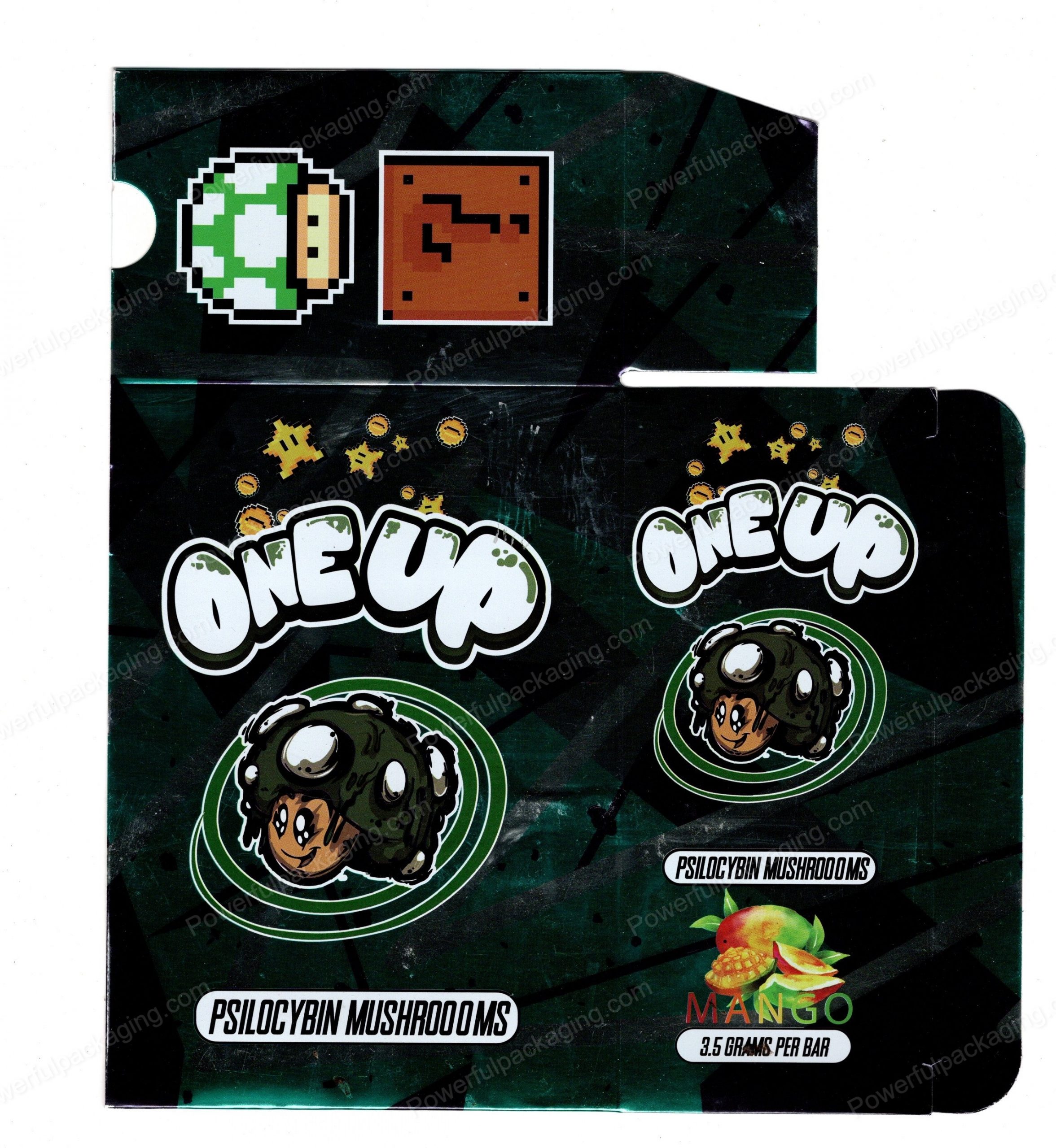 ONEUP Psilocybin Mango Mushroom Bar 3.5g (5/10 Pack Box Set) (2.5x5.5in) *Empty Box* (CaSupply)