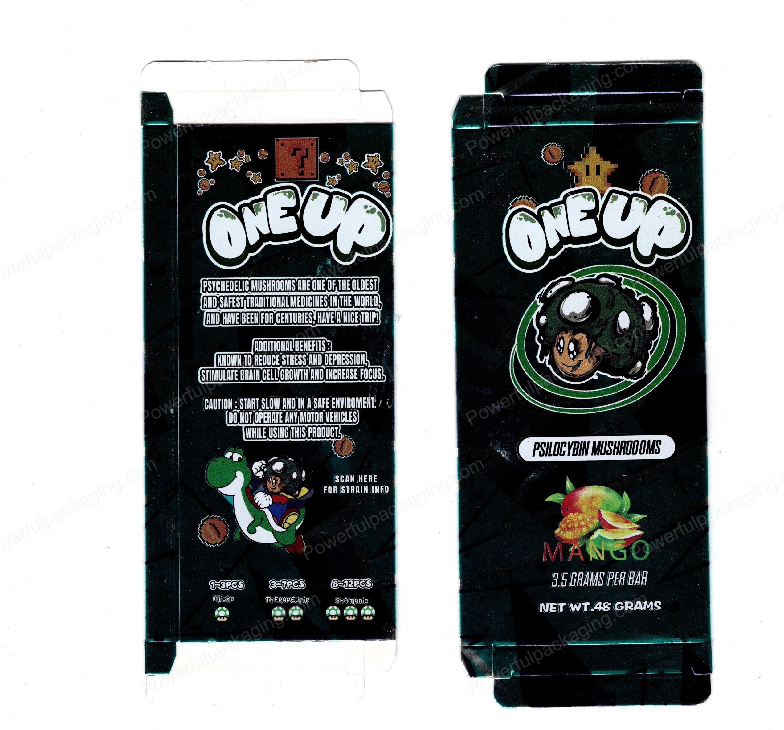 ONEUP Psilocybin Mango Mushroom Bar 3.5g (5/10 Pack Box Set) (2.5x5.5in) *Empty Box* (CaSupply)