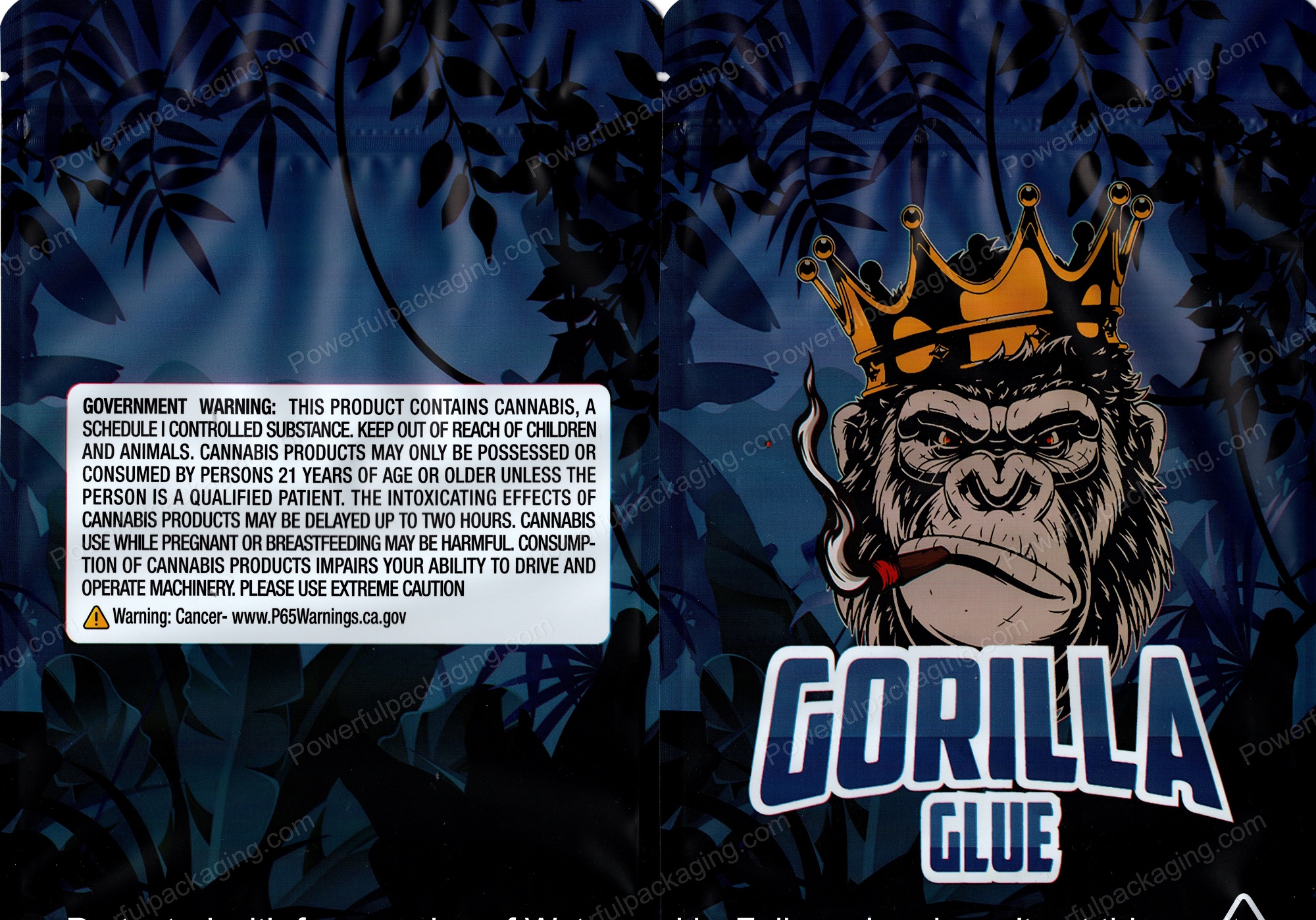 Ounce Bags : (Gorilla Glue Blue) Mylar 28g Bag *Empty Bag* (CaSupply)