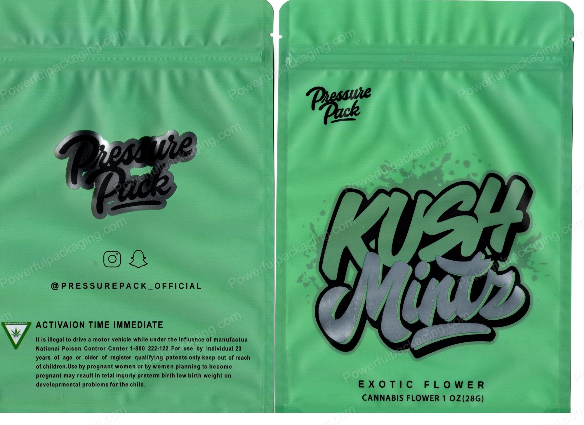 Ounce Bags : (Pressure Pack : Kush Mints) Mylar 28g Bag *Empty Bag* (CaSupply)