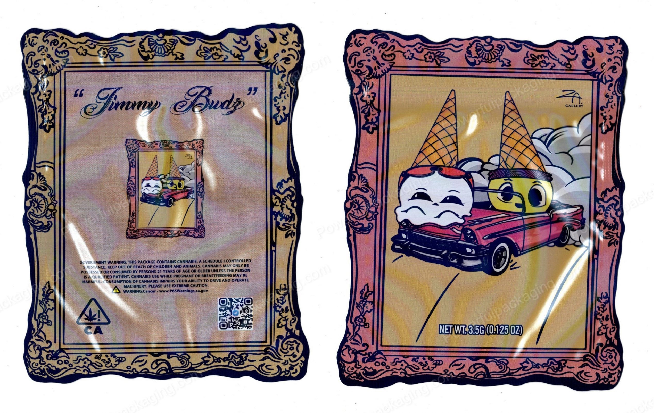 ZAGallery : Jimmy Budz 3D Mylar Shaped Bag 3.5g Flower Packaging *Empty Bags* (CAsupply)