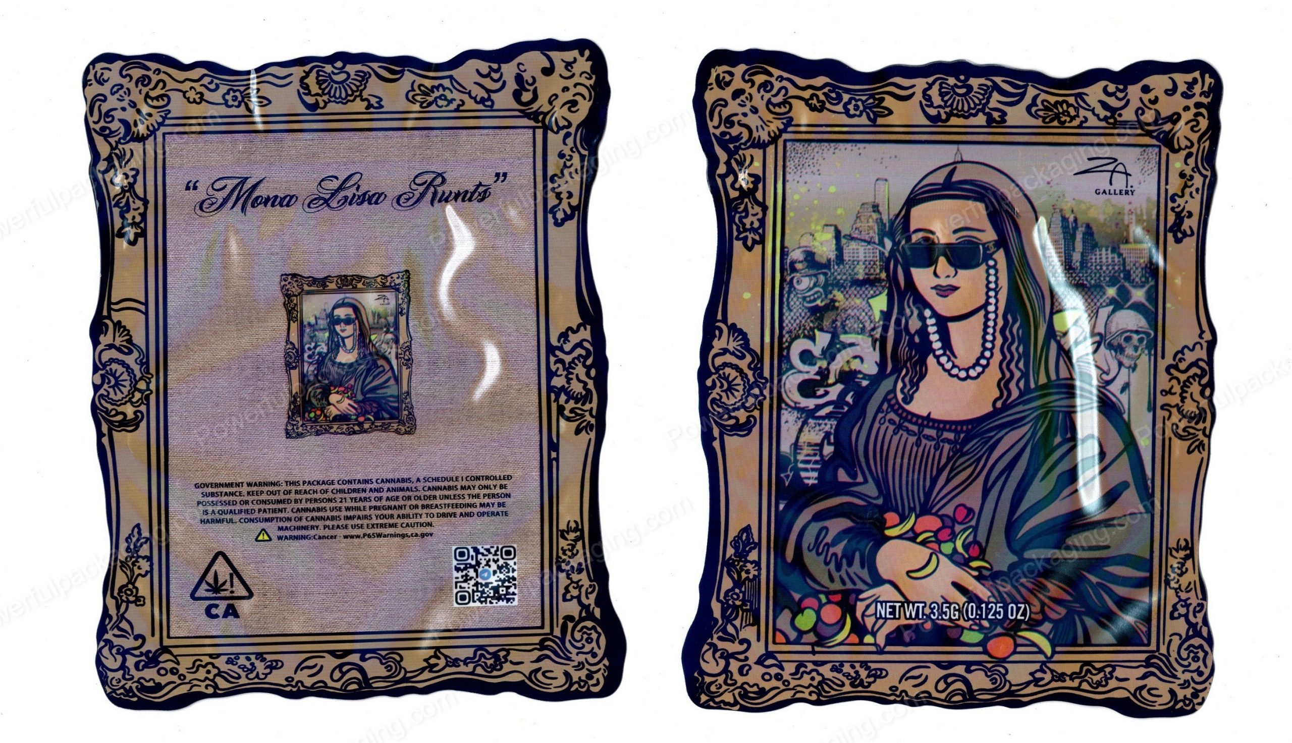 ZAGallery : Mona Lisa Runtz 3D Mylar Shaped Bag 3.5g Flower Packaging *Empty Bags* (CAsupply)