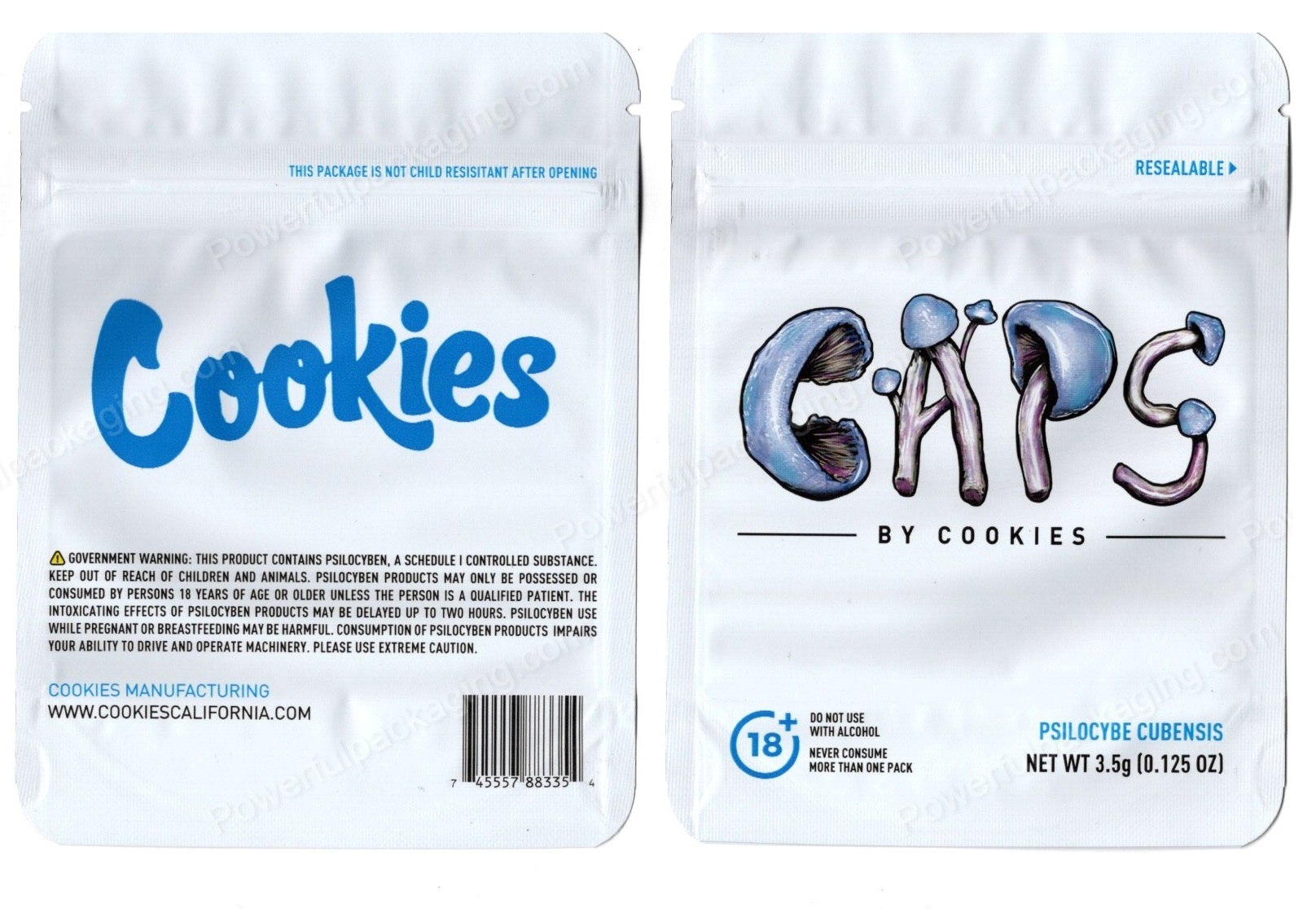 Cookies : Caps Mylar 3.5 Packaging Bag *Empty Bags*