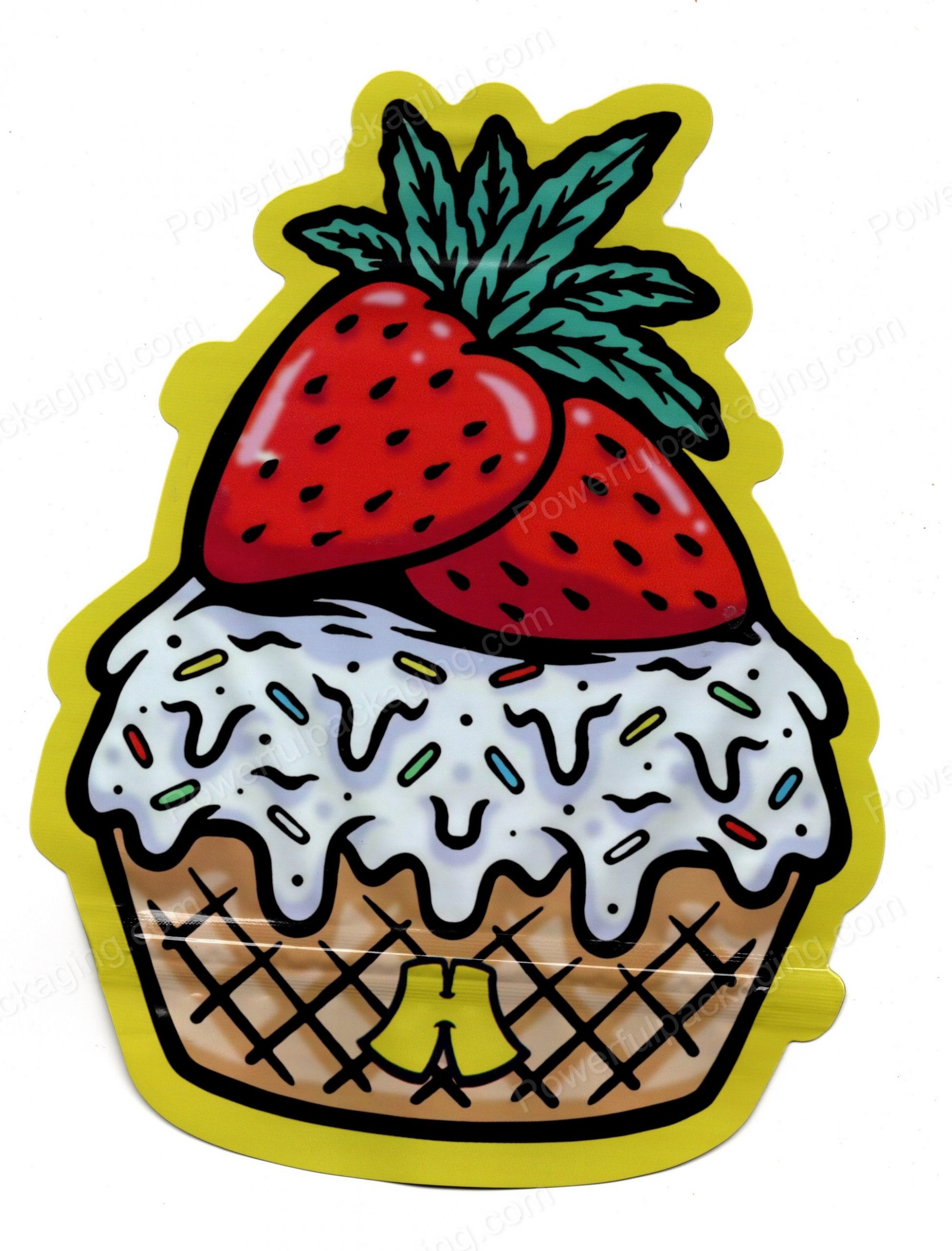 Strawberry Cupcake Generic 3D Mylar Shaped Bag 3.5g Flower Packaging *Empty Bags* (CAsupply)