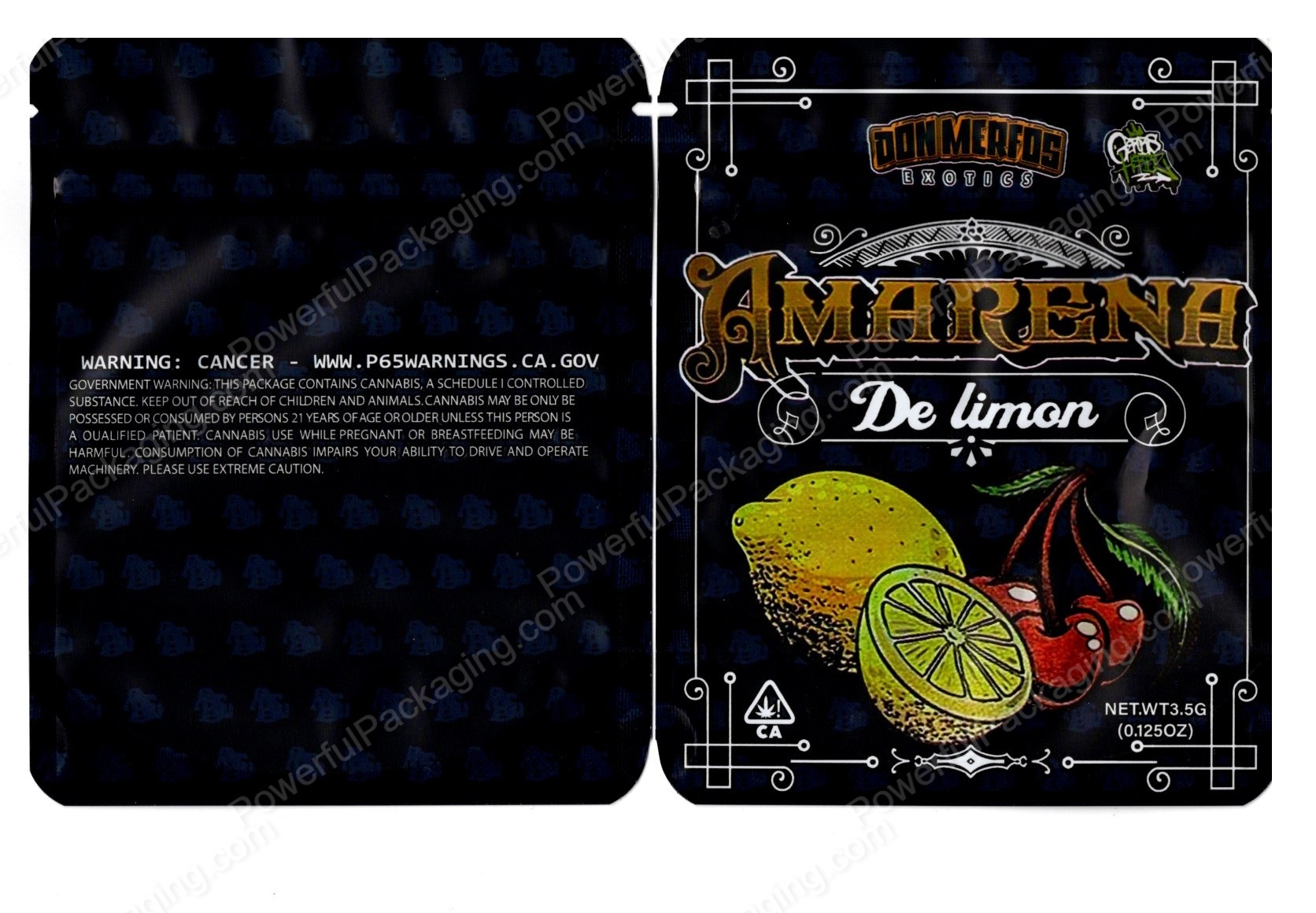 Don Merfos : Amarena De Limon Packaging 3.5 Mylar Bag *Empty Bags*