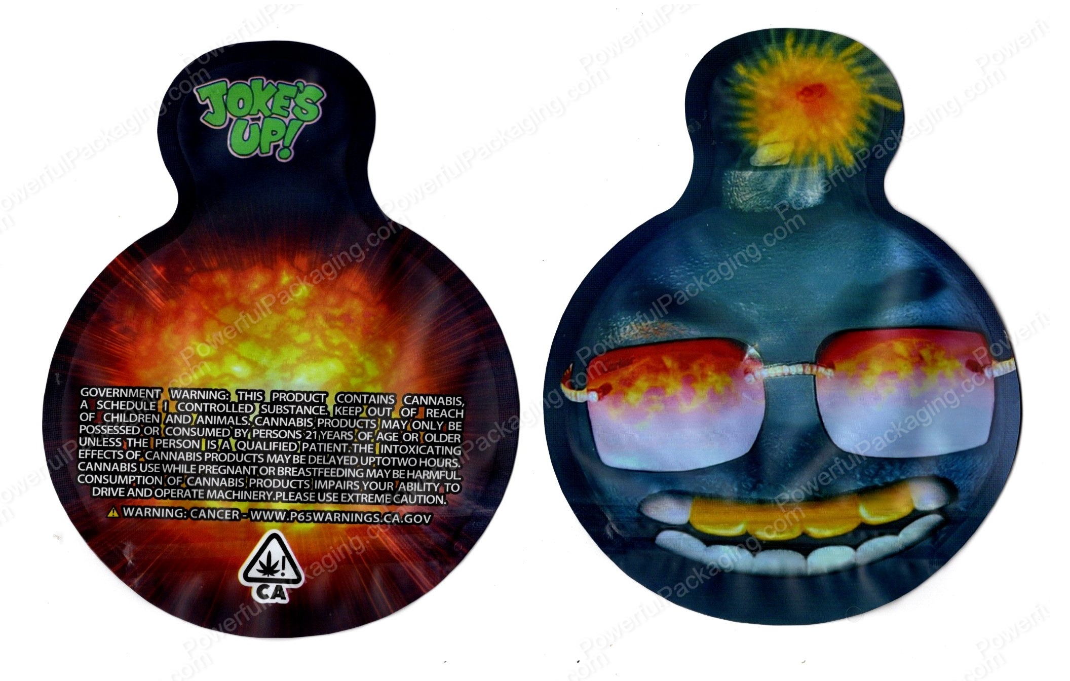 Jokes Up Bomb 3D Mylar Shaped Bag 3.5g Flower Packaging *Empty Bags* (CAsupply)