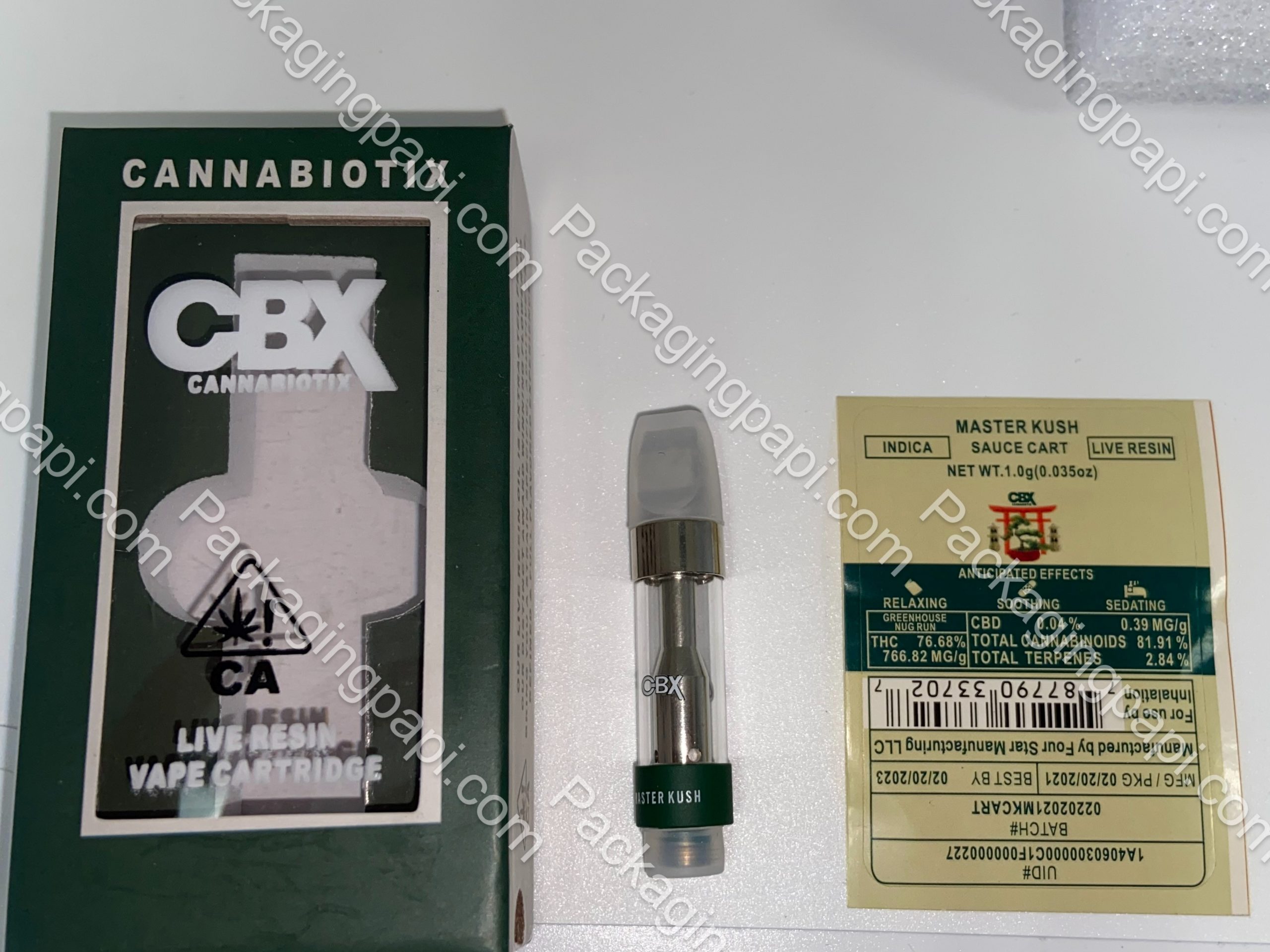 CBX Cannabiotix Live Resin Vape Cartridge Complete Set (Stickers,Cart,Packaging) *Empty Packaging*