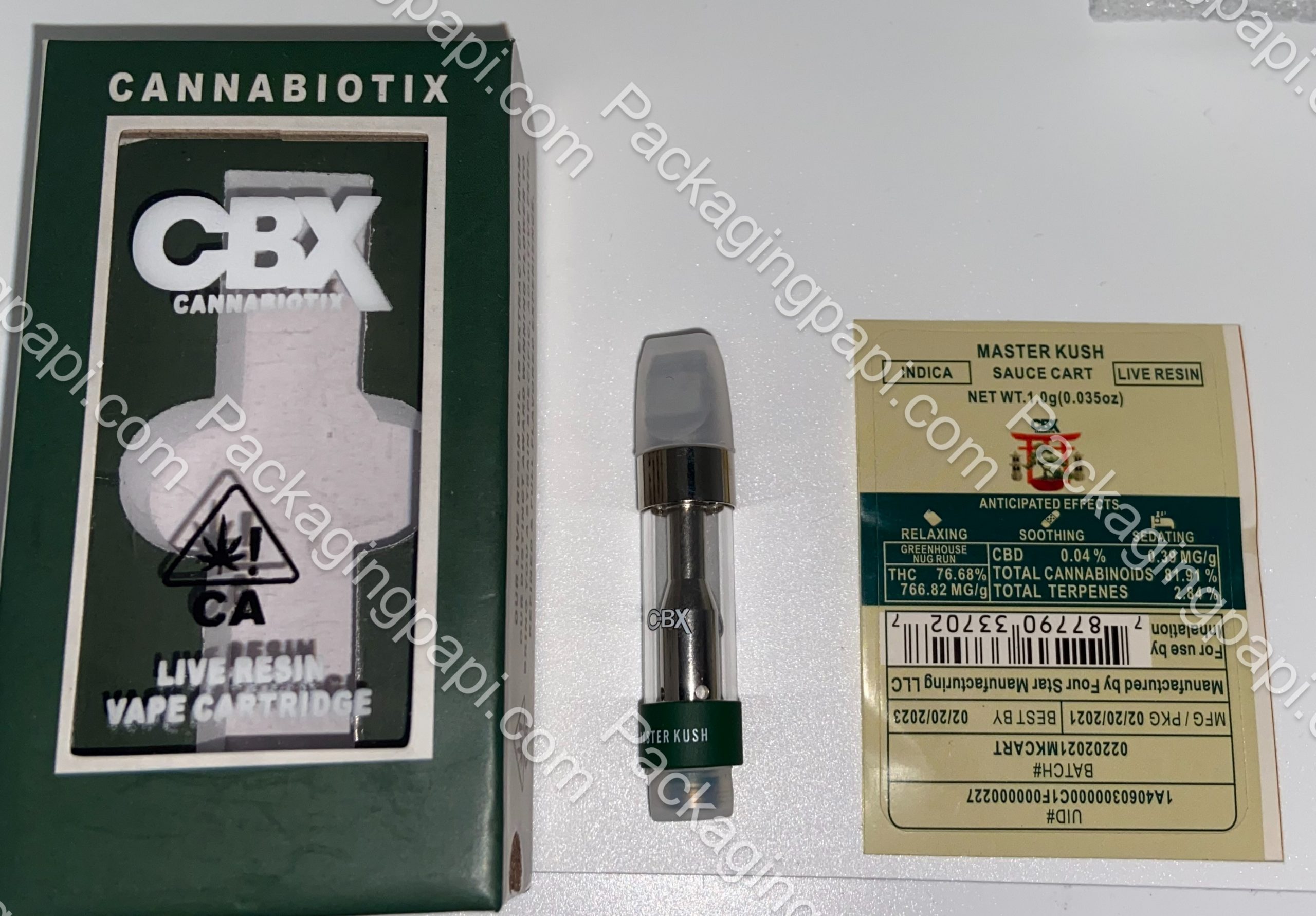 CBX Cannabiotix Live Resin Vape Cartridge Complete Set (Stickers,Cart,Packaging) *Empty Packaging*