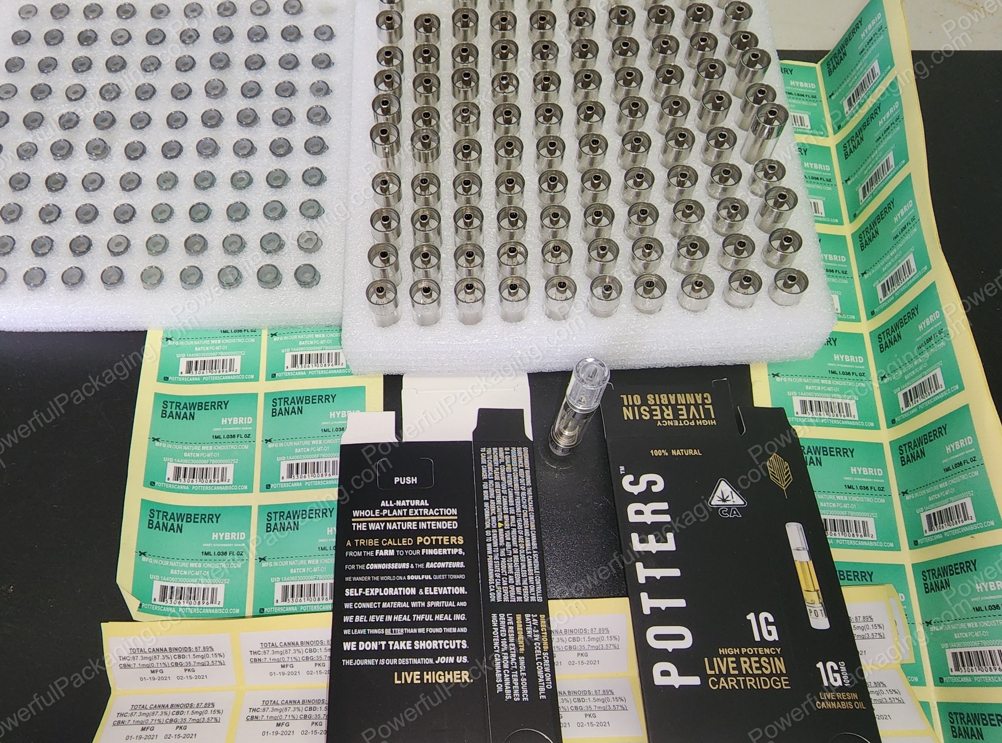 Potters Live Resin Cartridge 1000mg (1Gram) Complete Set (Stickers,Cart,Packaging) *Empty Packaging*