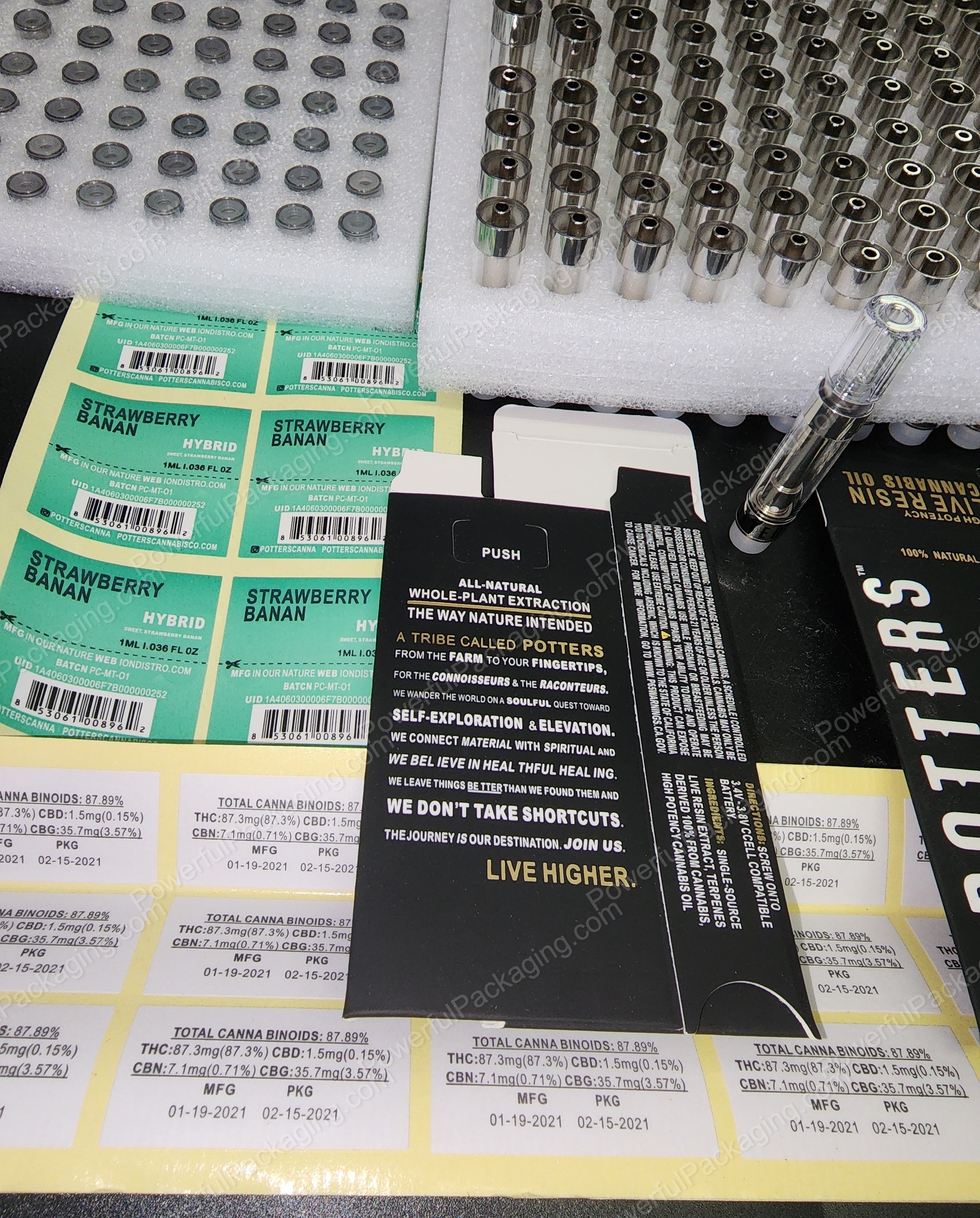 Potters Live Resin Cartridge 1000mg (1Gram) Complete Set (Stickers,Cart,Packaging) *Empty Packaging*