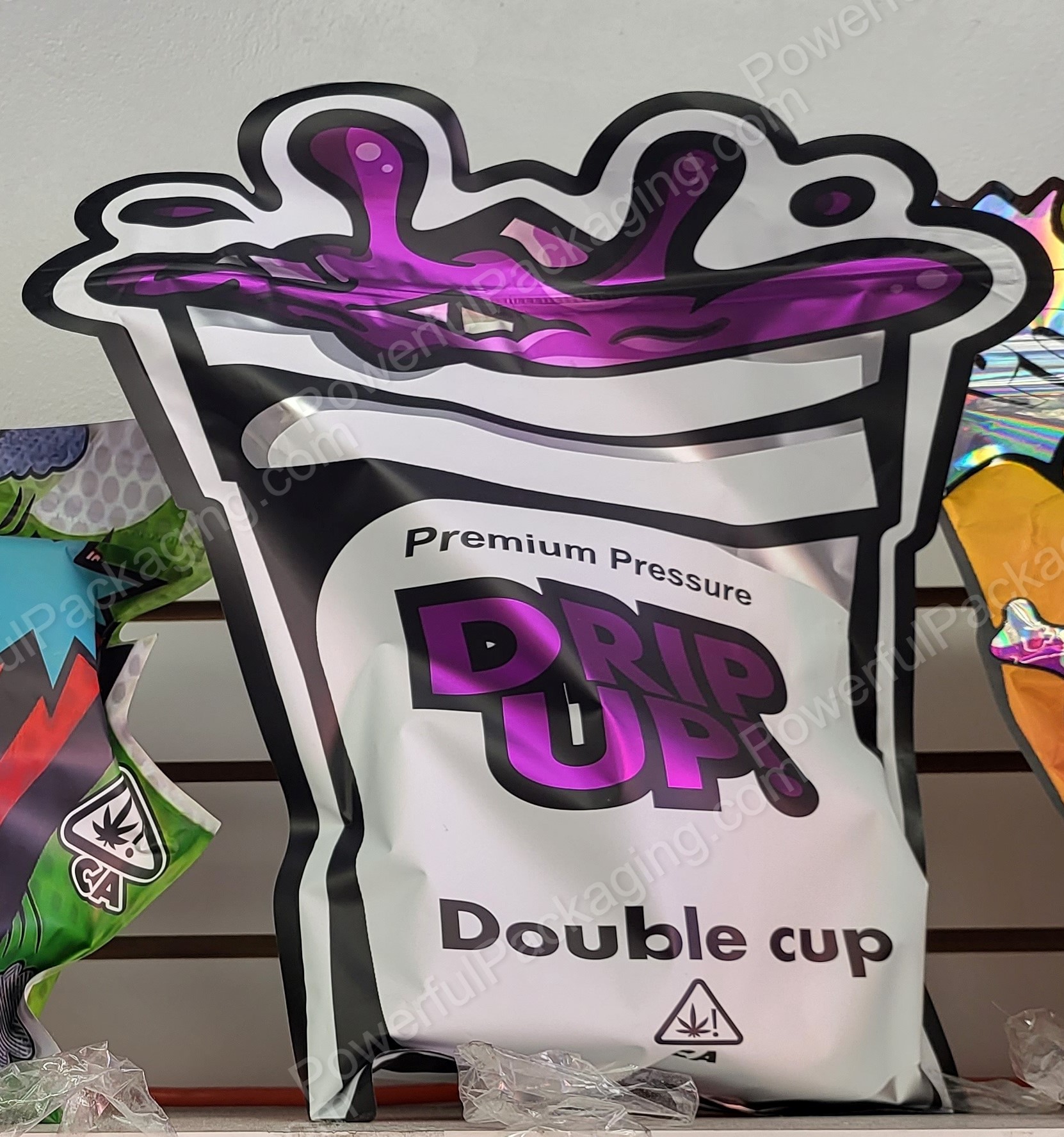 Pound Bags : DripUp Double Cup 3D Mylar 1lb Bag *Empty Bag* (CaSupply)