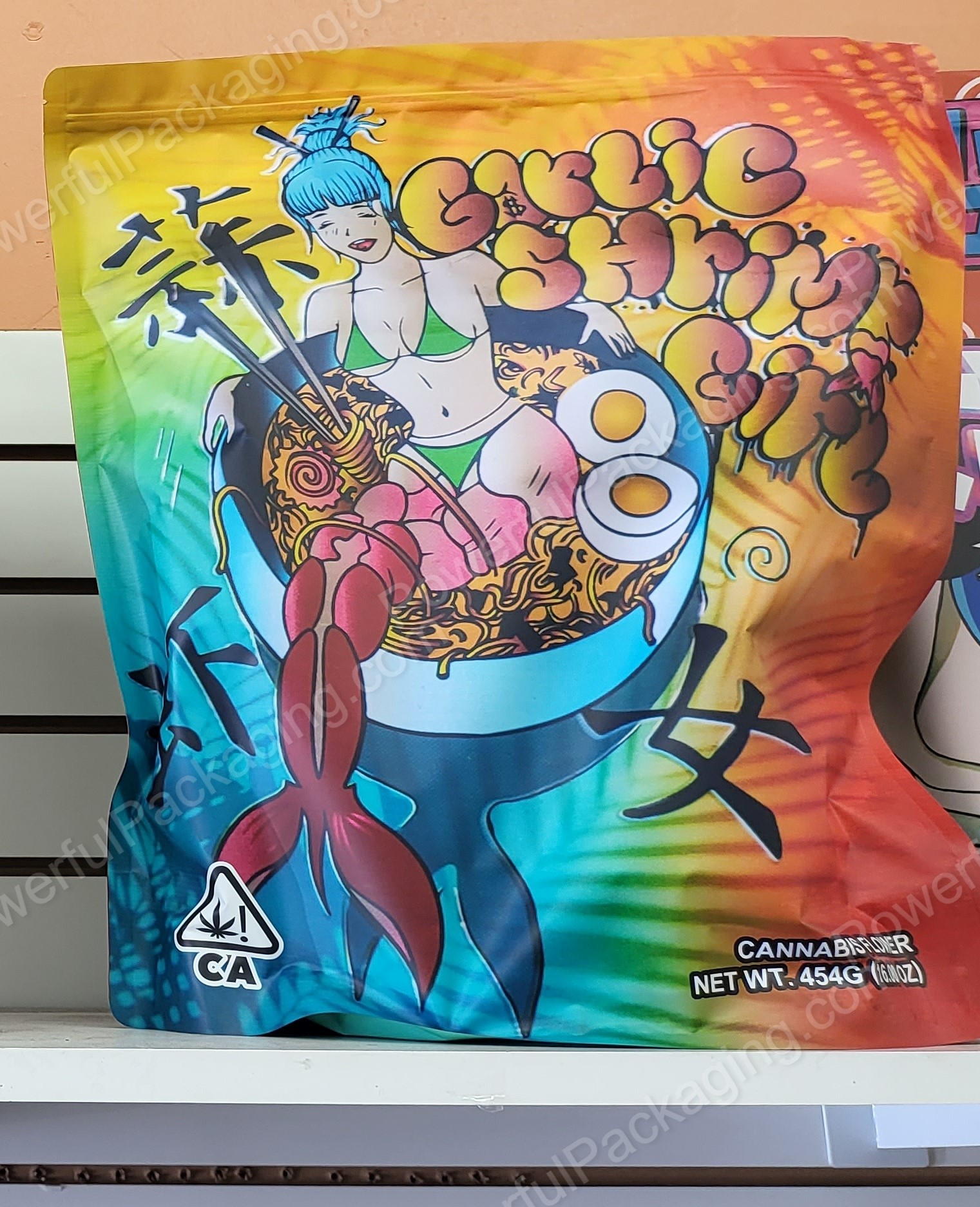 Pound Bags : Garlic Shrimp Girl Mylar 1lb Bag *Empty Bag* (CaSupply)