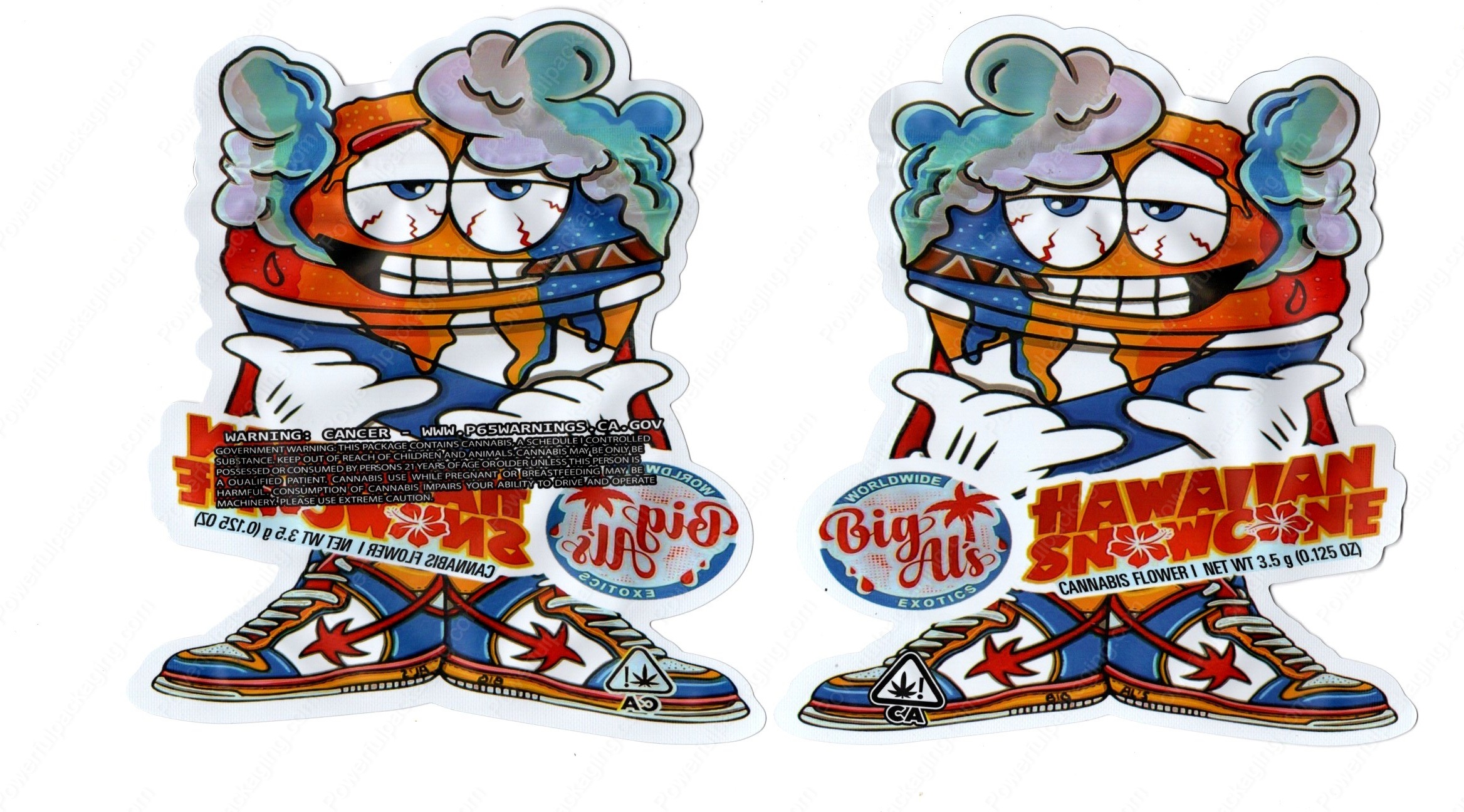 Big Al's Exotics : Hawaiian Snowcone 3D Mylar Shaped Bag 3.5g Flower Packaging *Empty Bags* (CAsupply)