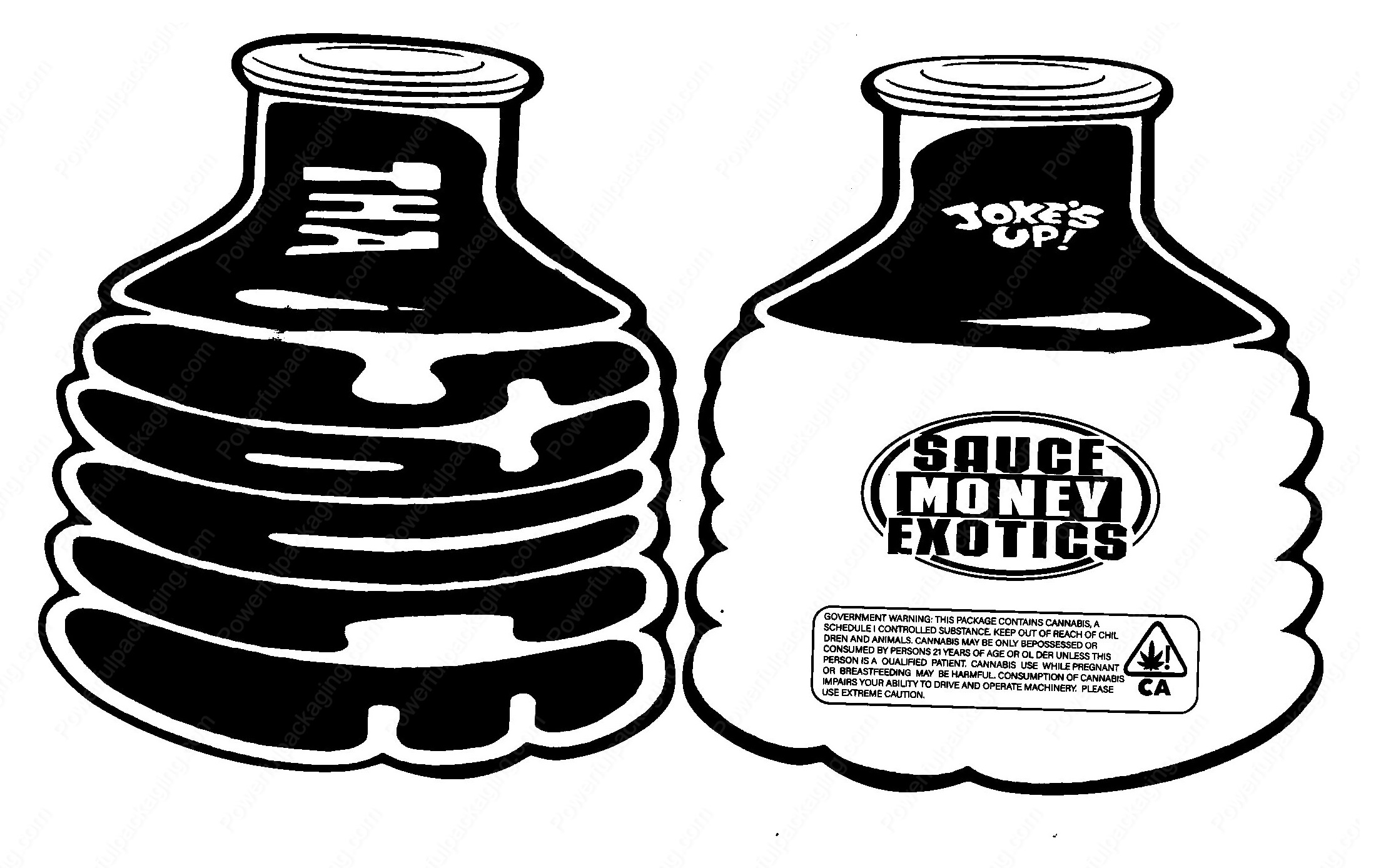 Jokes Up : Sauce Money Exotics 3D Mylar Shaped Bag 3.5g Flower Packaging *Empty Bags* (CAsupply)