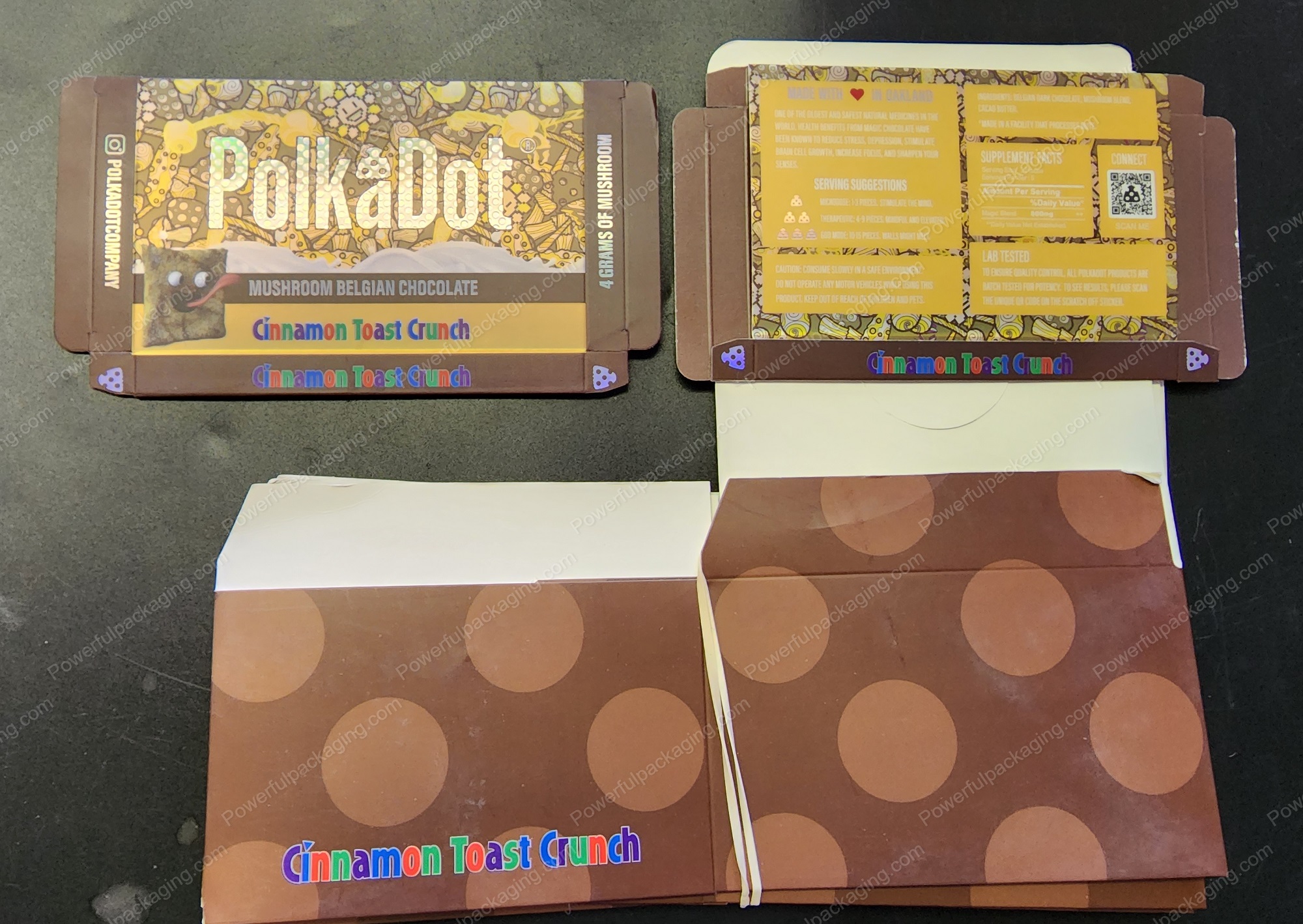 Large PolkaDot Magic Mushroom Belgain Chocolate : Cinnamon Toast Crunch 4g 10-Pack with Master Case and Sleeve (5.5x3.5in) *Empty Box* (CaSupply)