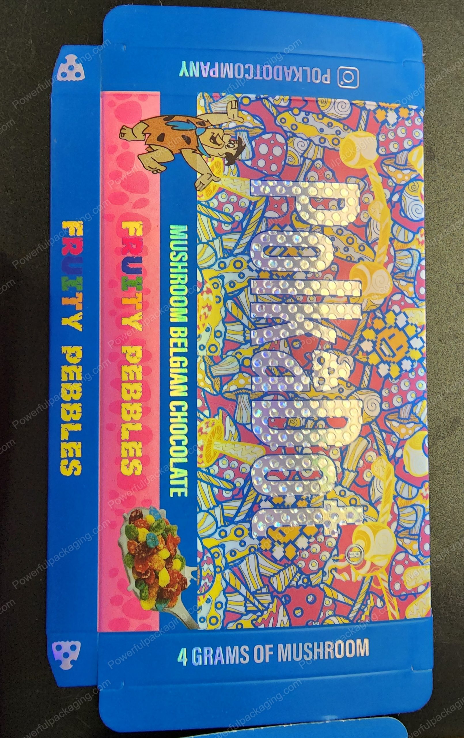 Large PolkaDot Magic Mushroom Belgain Chocolate : Fruity Pebbles 4g 10-Pack with Master Case and Sleeve (5.5x3.5in) *Empty Box*