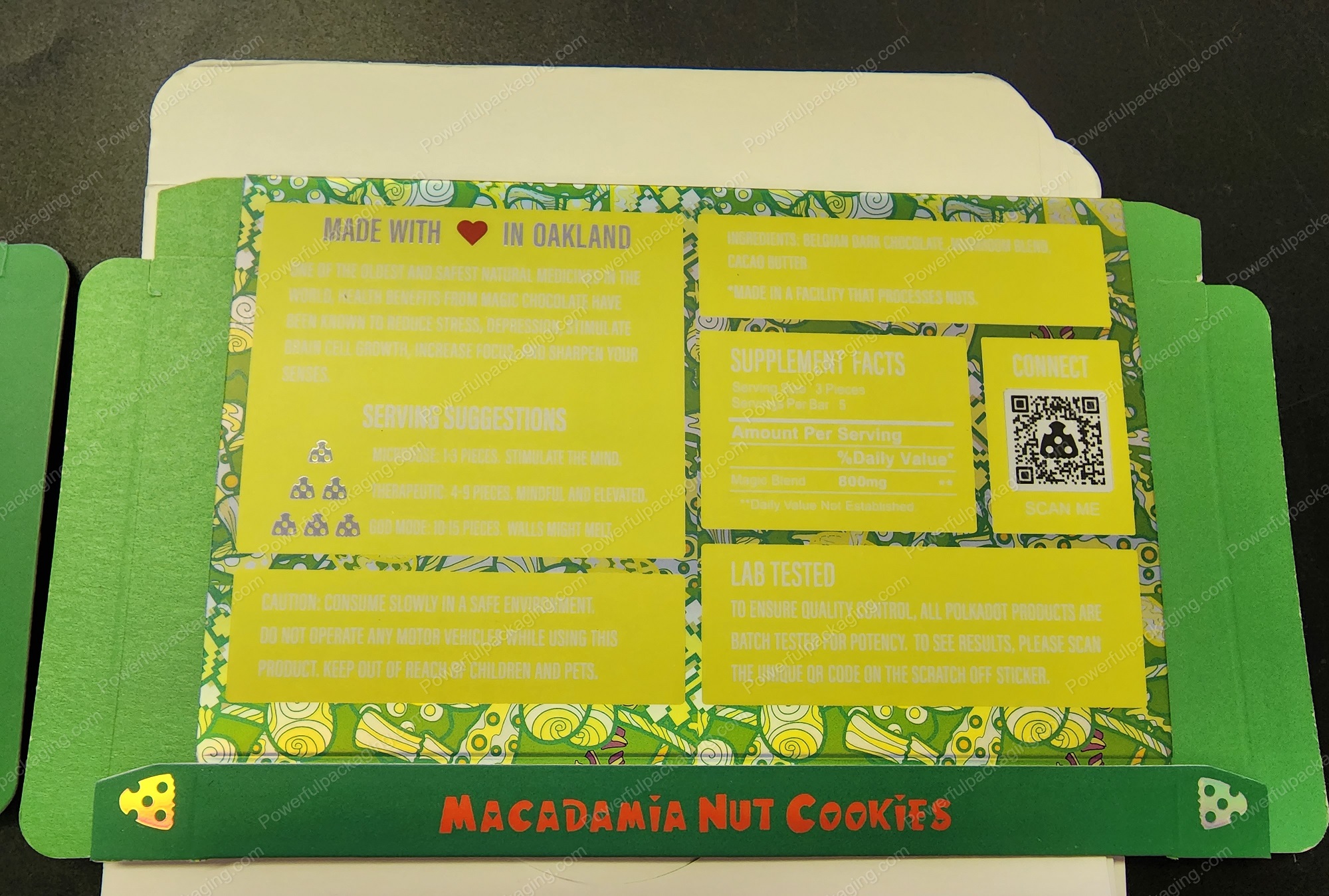 Large PolkaDot Magic Mushroom Belgain Chocolate : Macadamia Nut Cookies 10-Pack with Master Case and Sleeve (5.5x3.5in) *Empty Box*