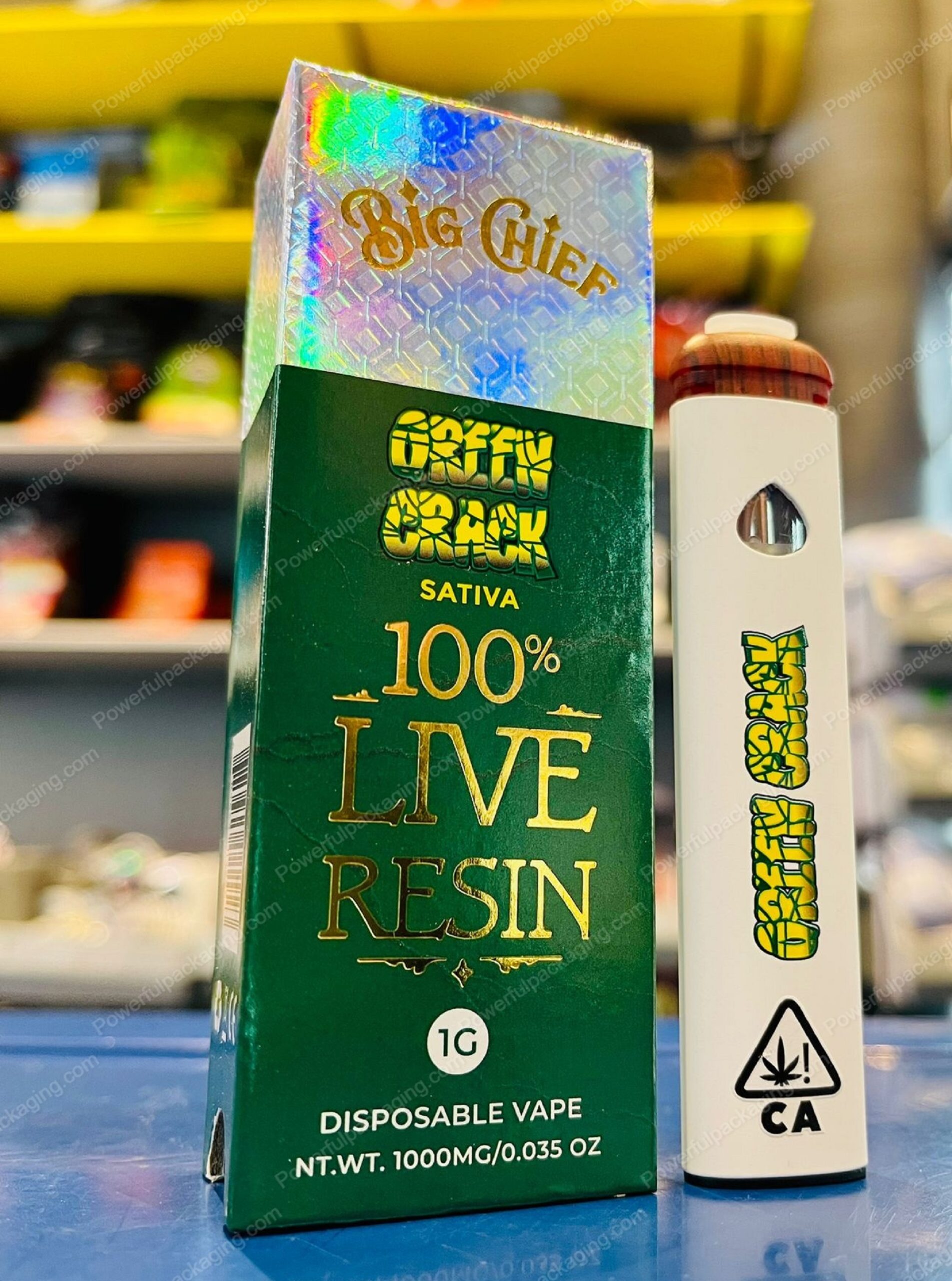 Big Chief Disposable (Green Crack) 1000MG Live Resin Vape Complete Set *Empty Packaging*