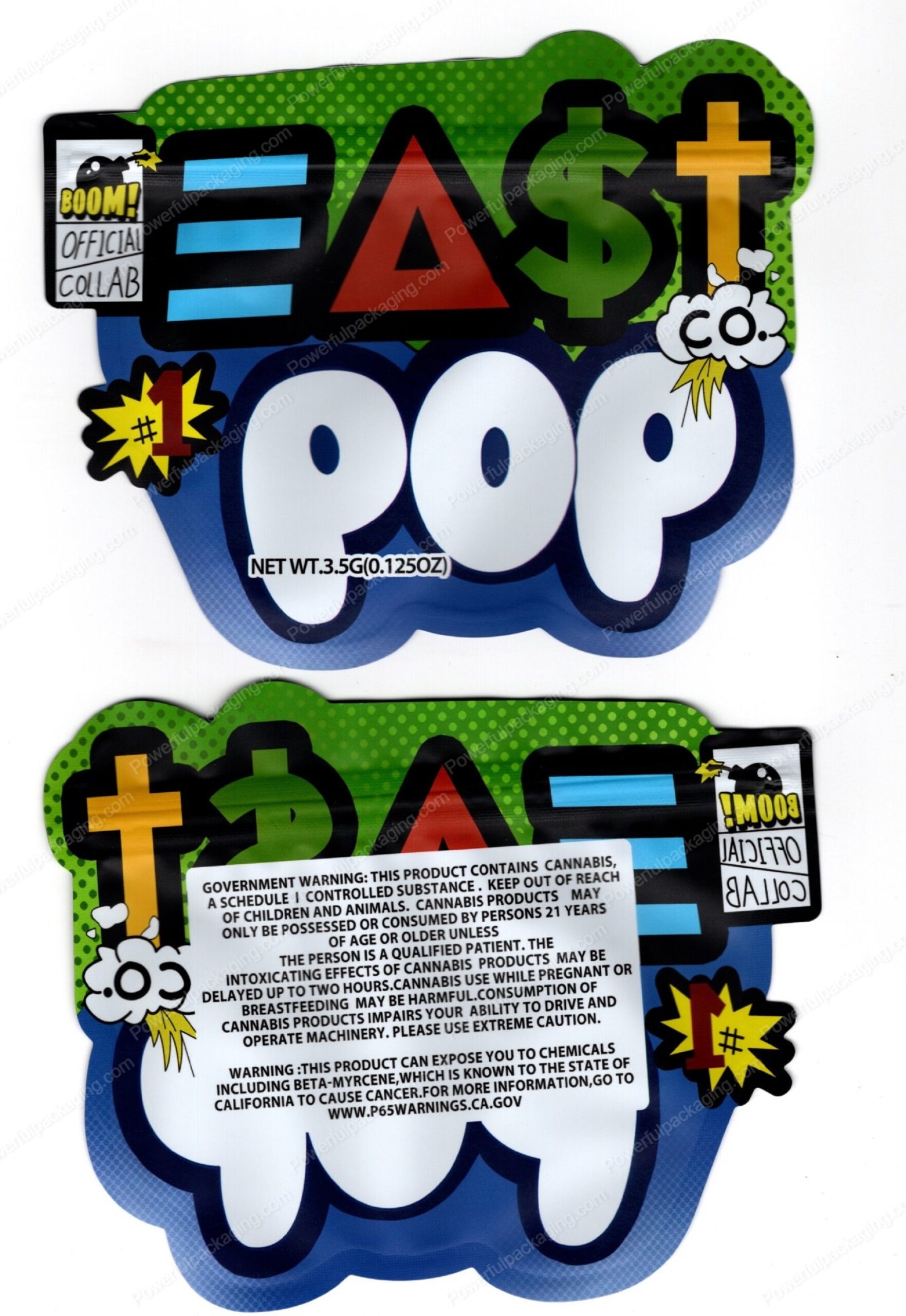 East POP co 3.5 Mylar Shaped Bag Flower Packaging *Empty Bags* (CaSupply) (#C2S)