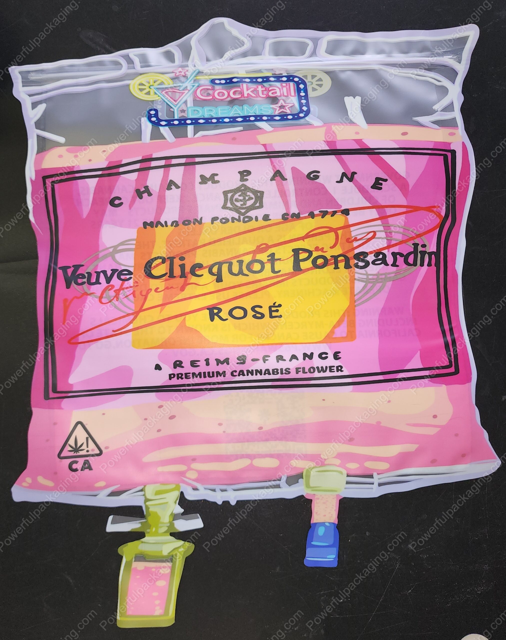 Cocktail Dreams Champagne Veuve Cliequot Ponsardin Rose Pound Bag Shaped Mylar 1lb Bag *Empty Bag* (CaSupply)