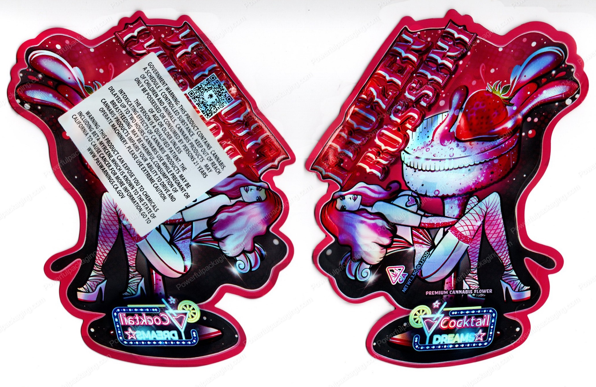 Cocktail Dreams Frozen Rossini 3.5 Mylar Shaped Bag Flower Packaging *Empty Bags* (CaSupply) (#C1S)