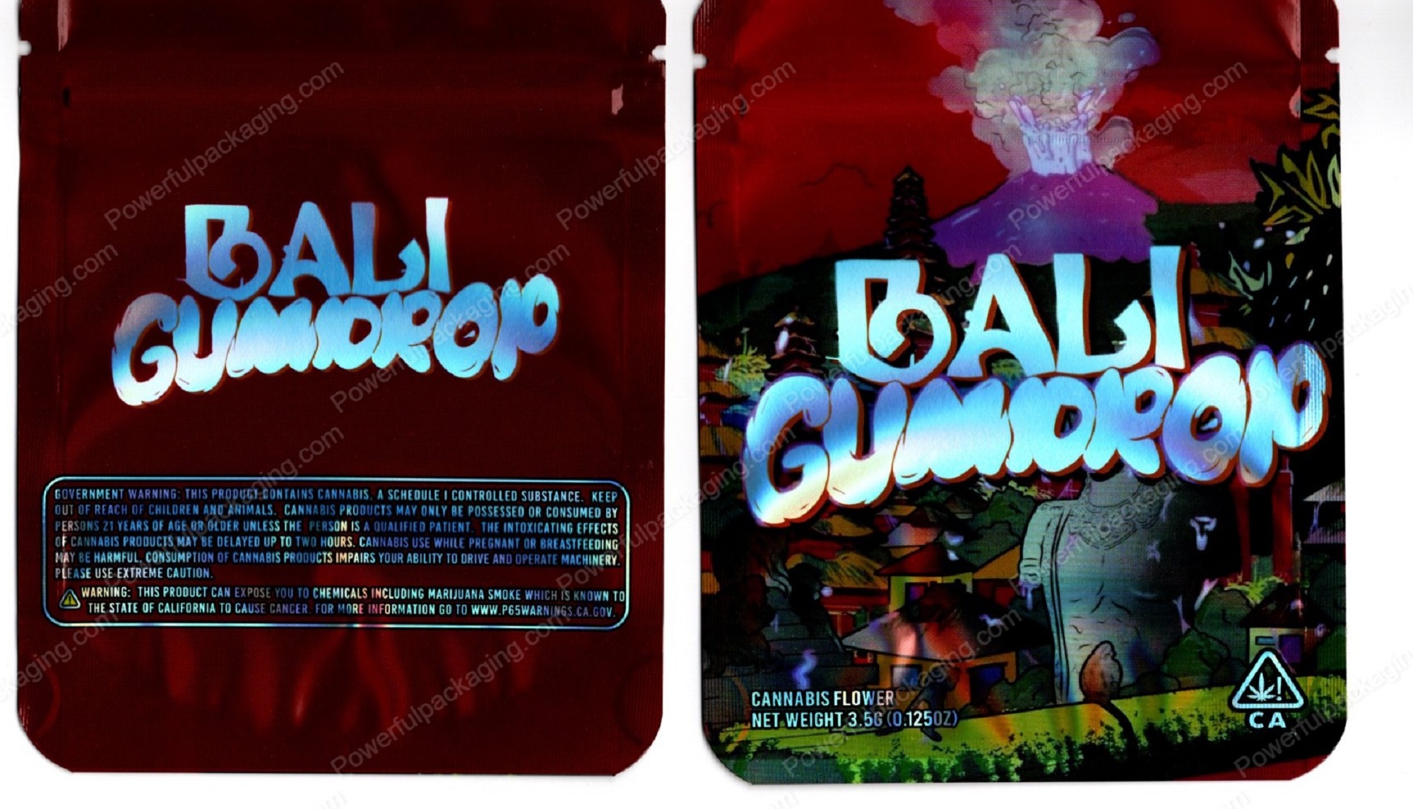 Bali Gumdrop Generic Flower Packaging 3.5 Mylar Bag *Empty Bags* (#RC1)