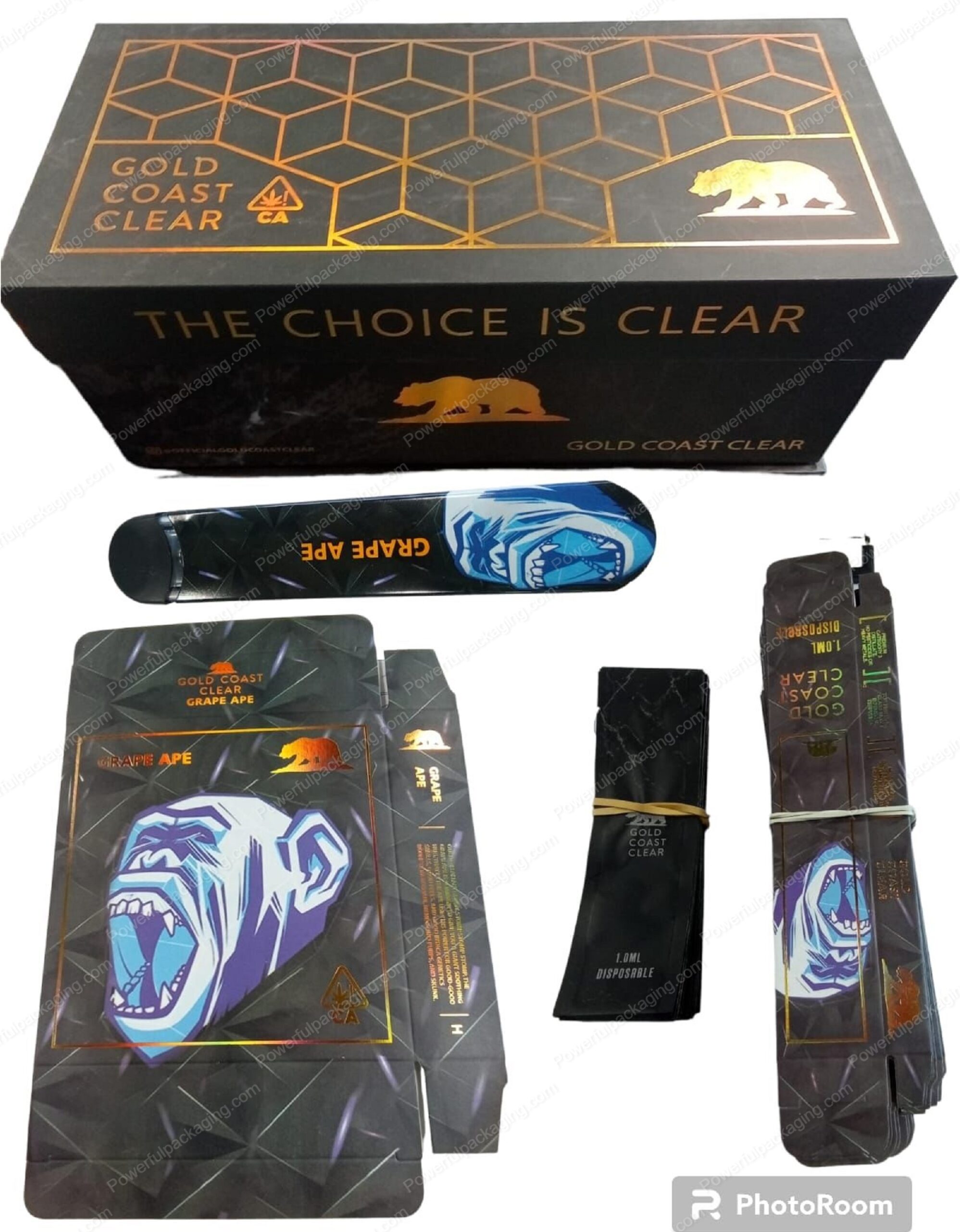 Gold Cost Clear Disposable 1.0ML (Grape Ape) Complete Set *Empty Packaging*