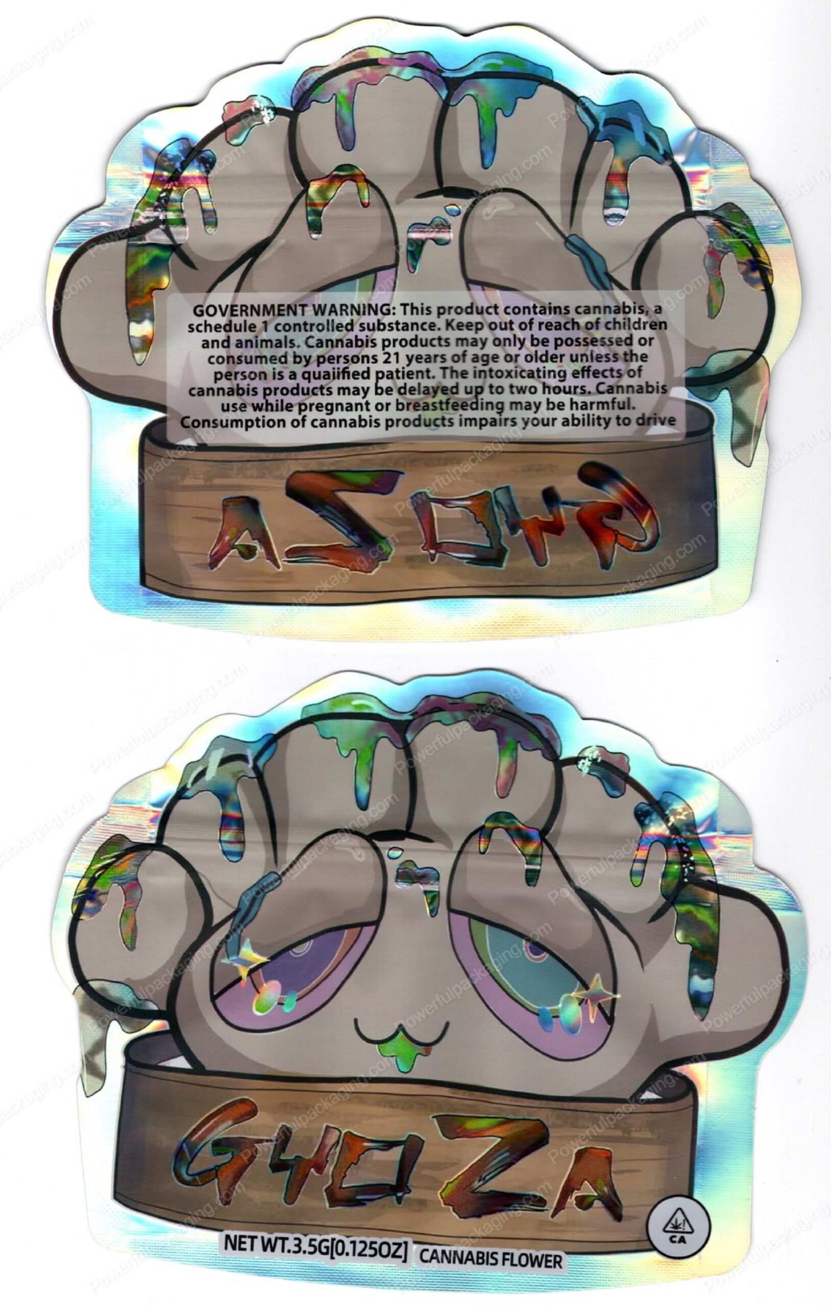 Gyo Za 3.5 Mylar Shaped Bag Flower Packaging *Empty Bags* (CaSupply) (#C2S)