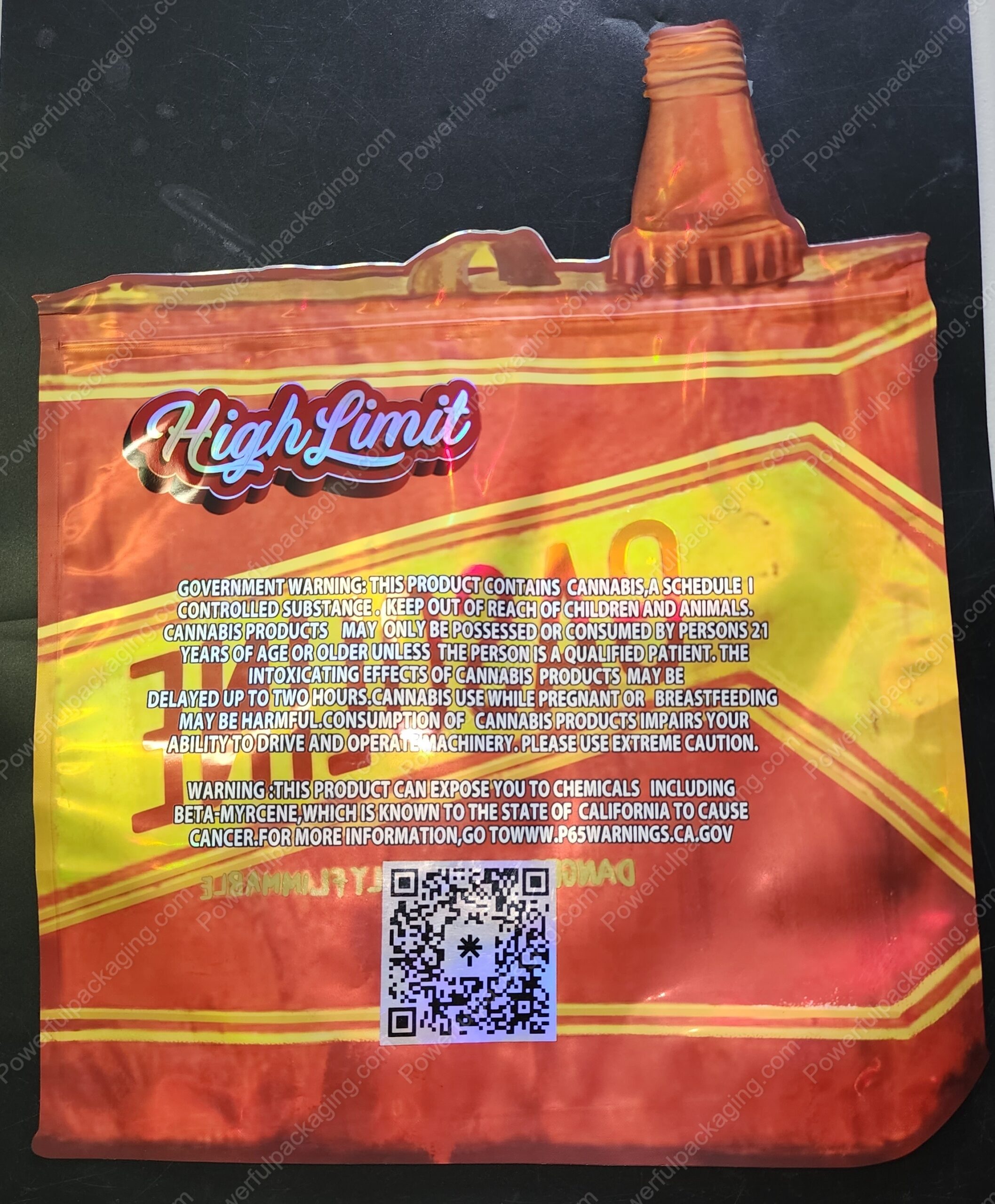High Limit : Gasoline Pound Bag Shaped Mylar 1lb Bag *Empty Bag* (CaSupply)