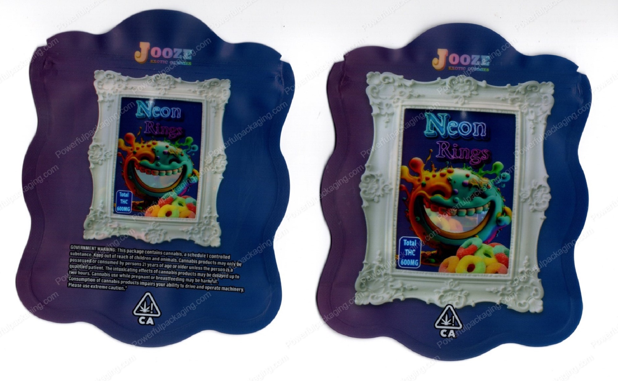 Jooze Exotic Gummies Neon Rings 600mg Edible Mylar Shaped Bag Packaging *Empty Bags* (CaSupply) (#C2S)