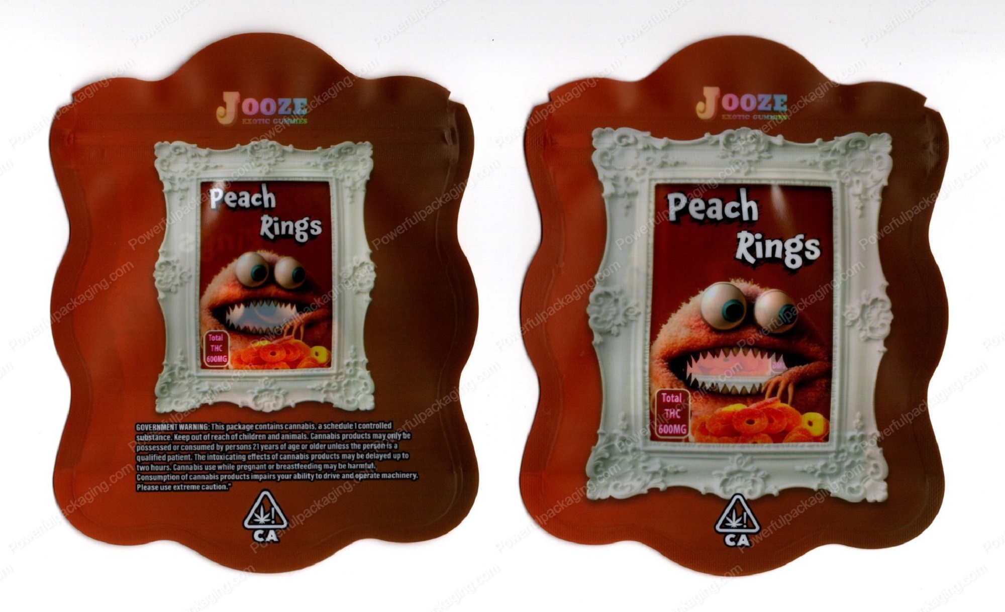 Jooze Exotic Gummies Peach Rings 600mg Edible Mylar Shaped Bag Packaging *Empty Bags* (CaSupply) (#C2S)