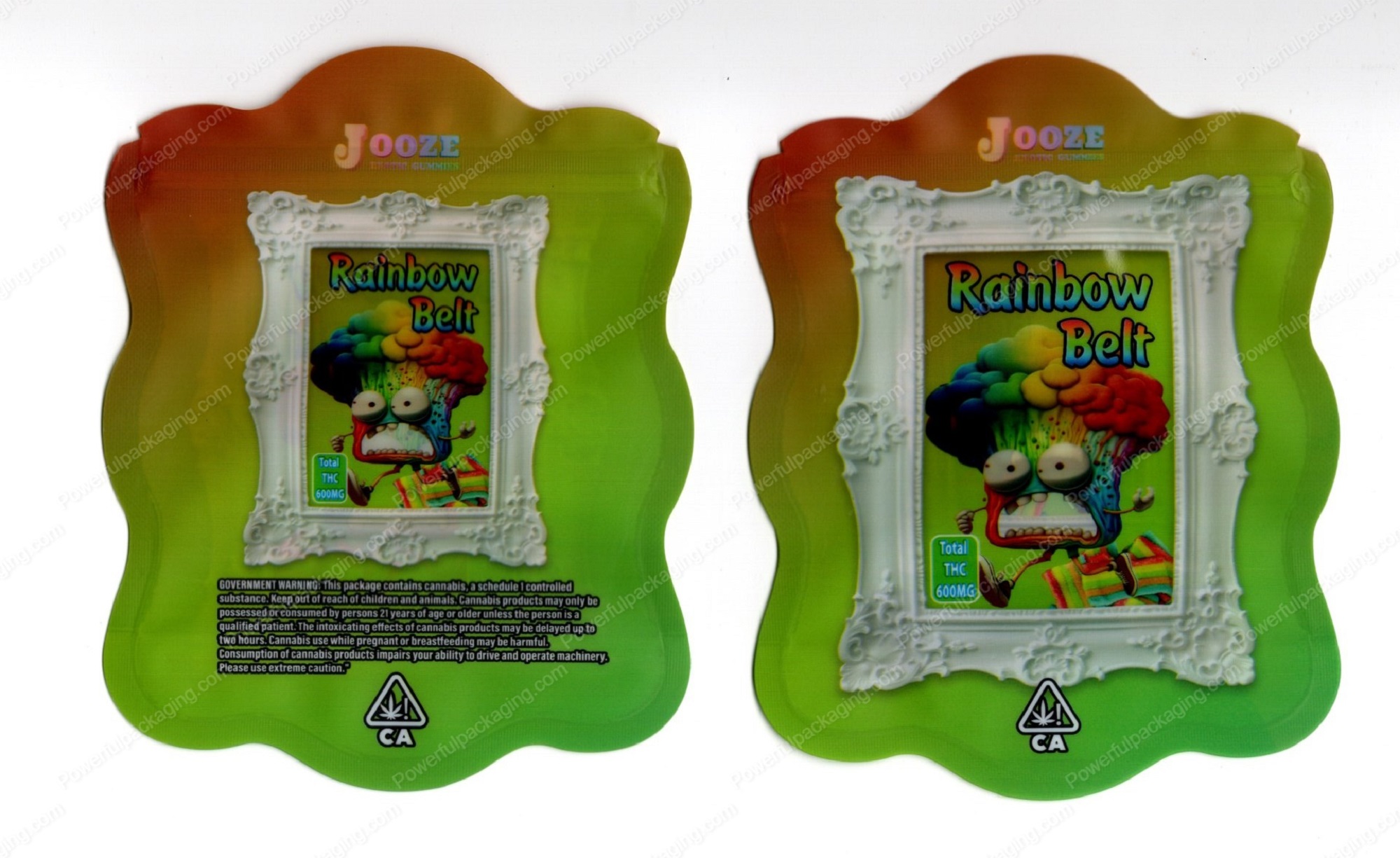 Jooze Exotic Gummies Rainbow Belt 600mg Edible Mylar Shaped Bag Flower Packaging *Empty Bags* (CaSupply) (#C2S)