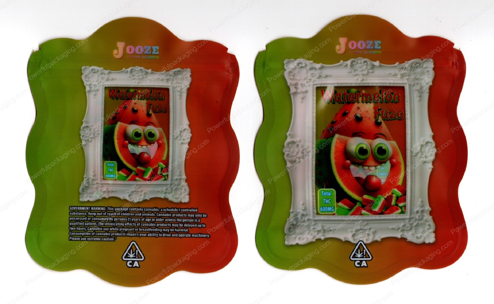 Jooze Exotic Gummies Watermelon Fuze 600mg Edible Mylar Shaped Bag Packaging *Empty Bags* (CaSupply) (#C2S)