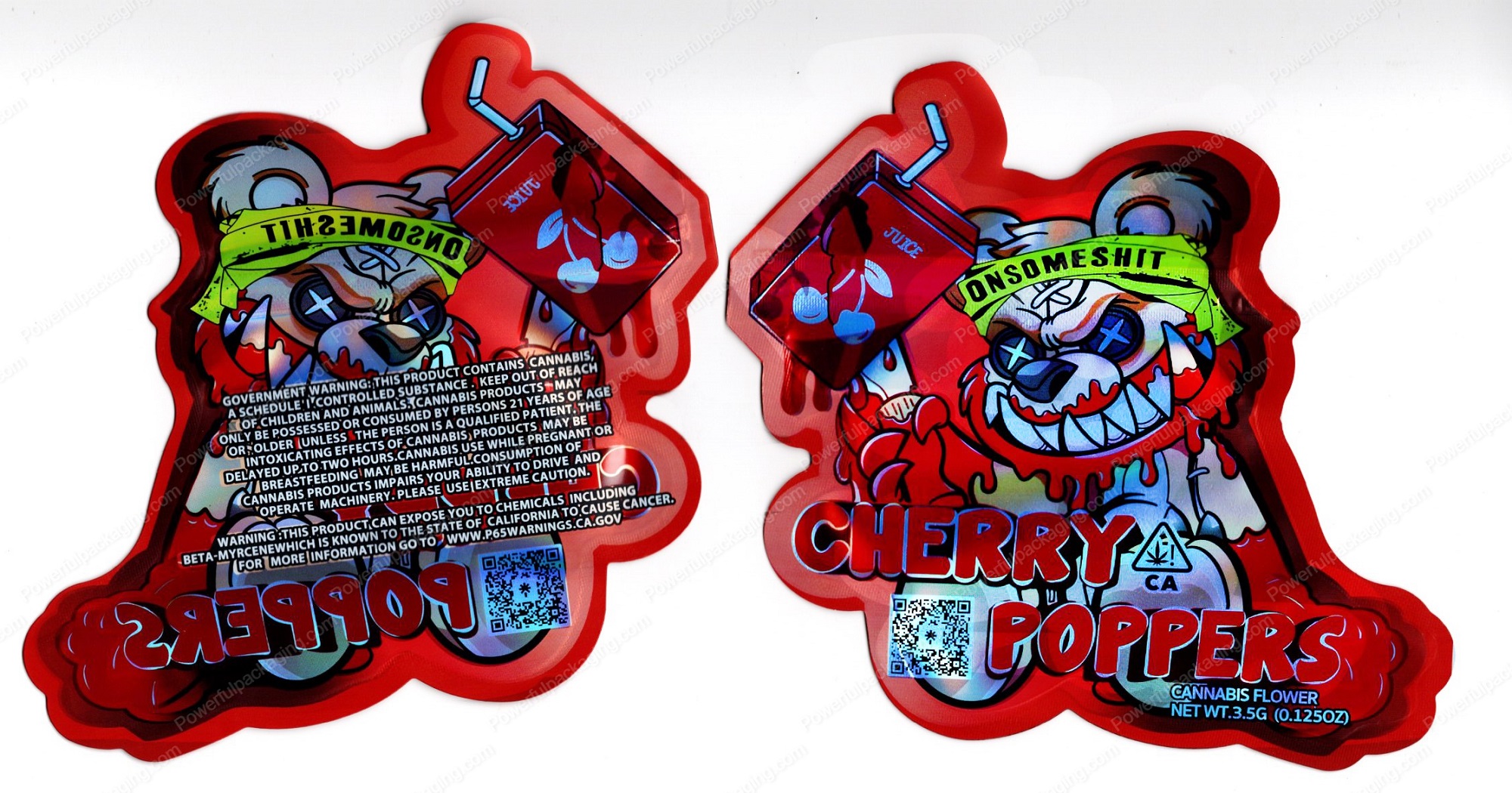 ONSOMESHIT Cherry Poppers 3.5 Mylar Shaped Bag Flower Packaging *Empty Bags* (CaSupply) (#C1S)