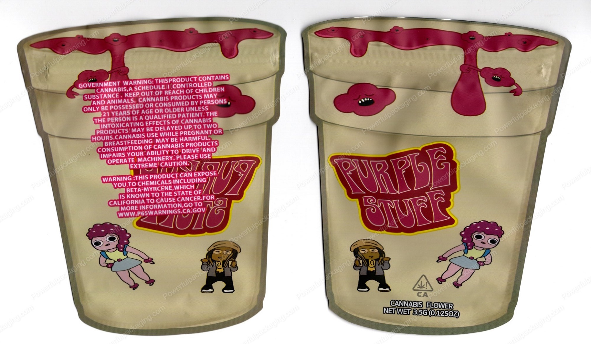 Purple Stuff Generic 3.5 Mylar Shaped Bag Flower Packaging *Empty Bags* (CaSupply) (#C2S)