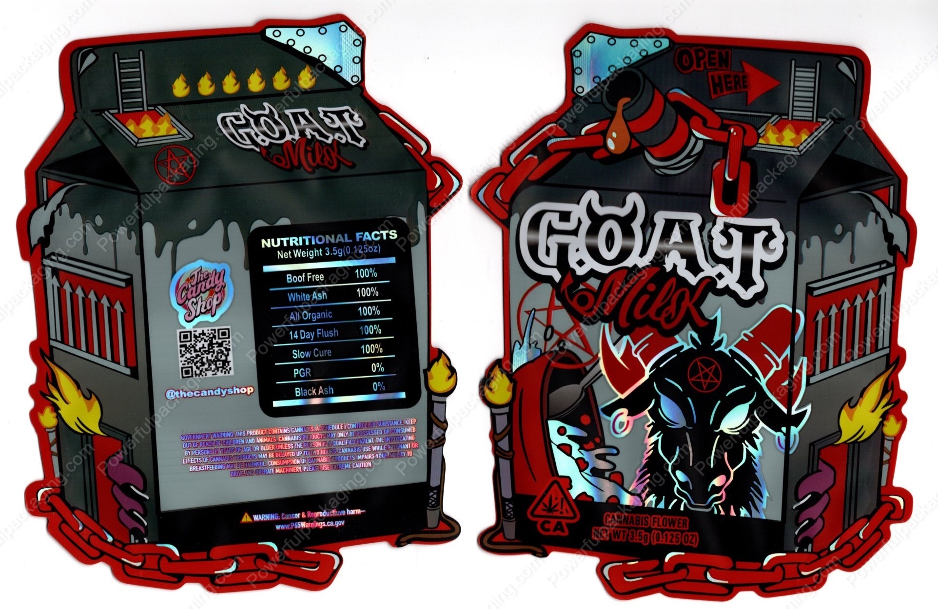 The Candy Shop : Goat Milk 3.5 Mylar Shaped Bag Flower Packaging *Empty Bags* (CaSupply) (#C3S)