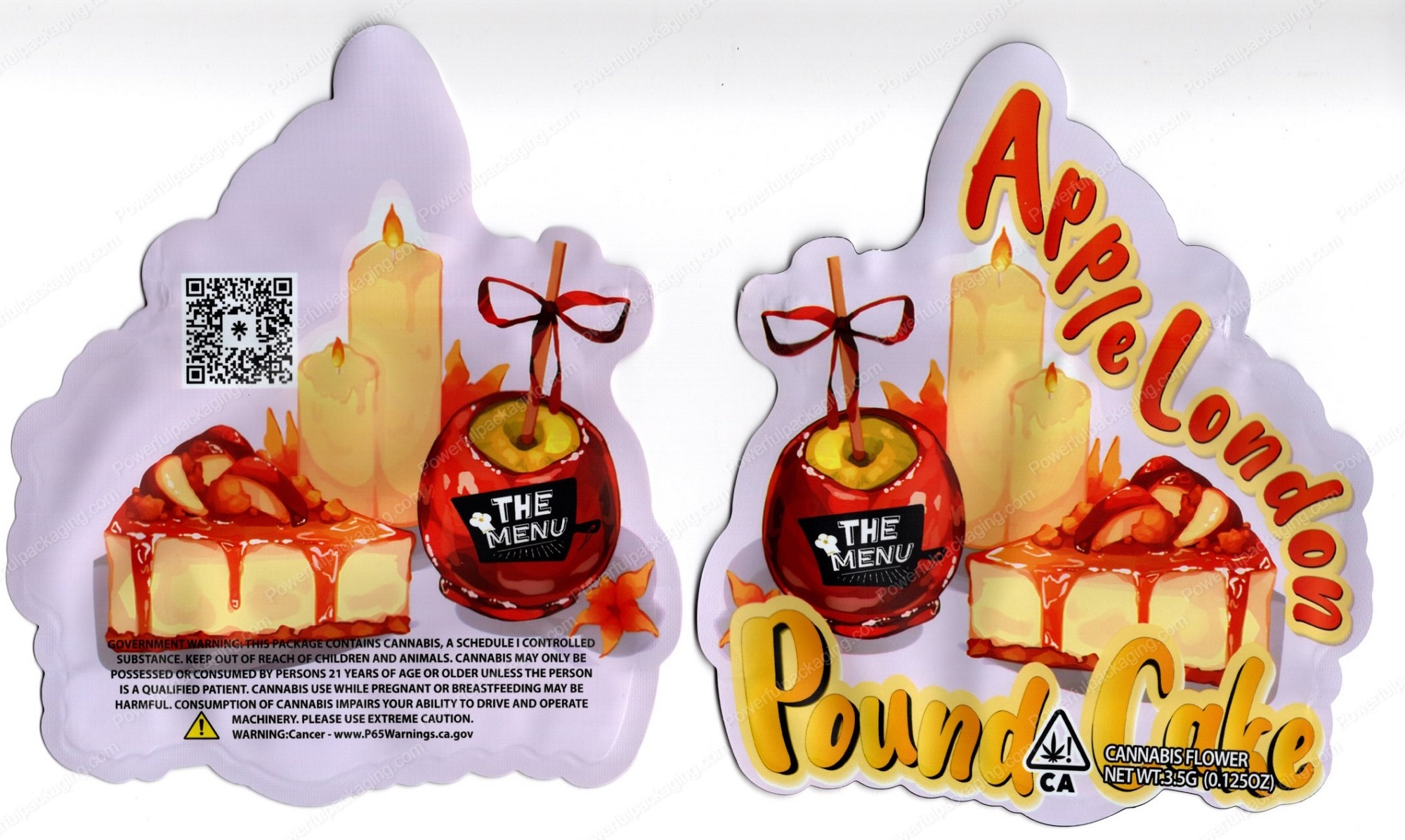 The Menu Apple London Pound Cake 3.5 Mylar Shaped Bag Flower Packaging *Empty Bags* (CaSupply) (#C1S)
