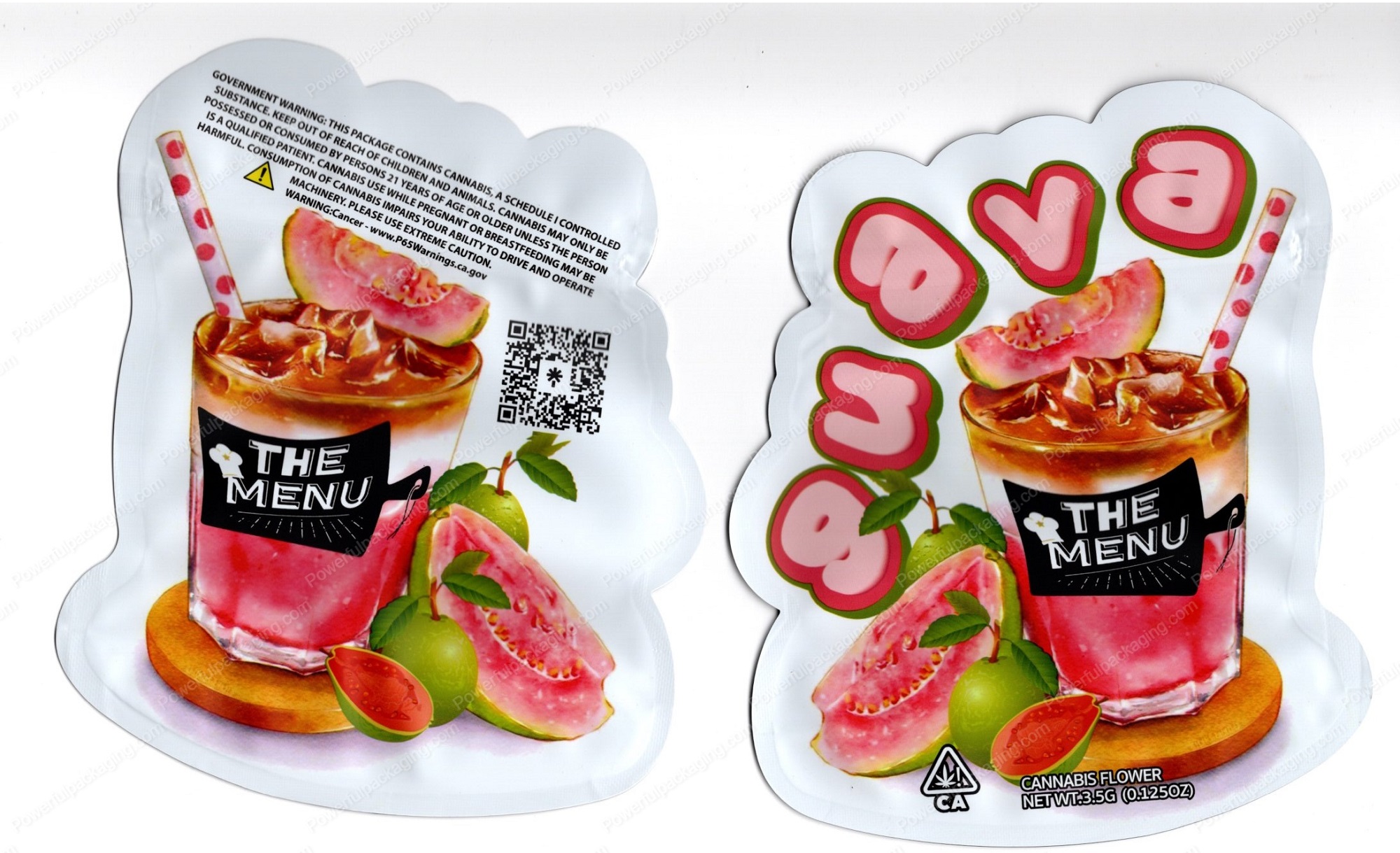 The Menu Guava 3.5 Mylar Shaped Bag Flower Packaging *Empty Bags* (CaSupply) (#C1S)